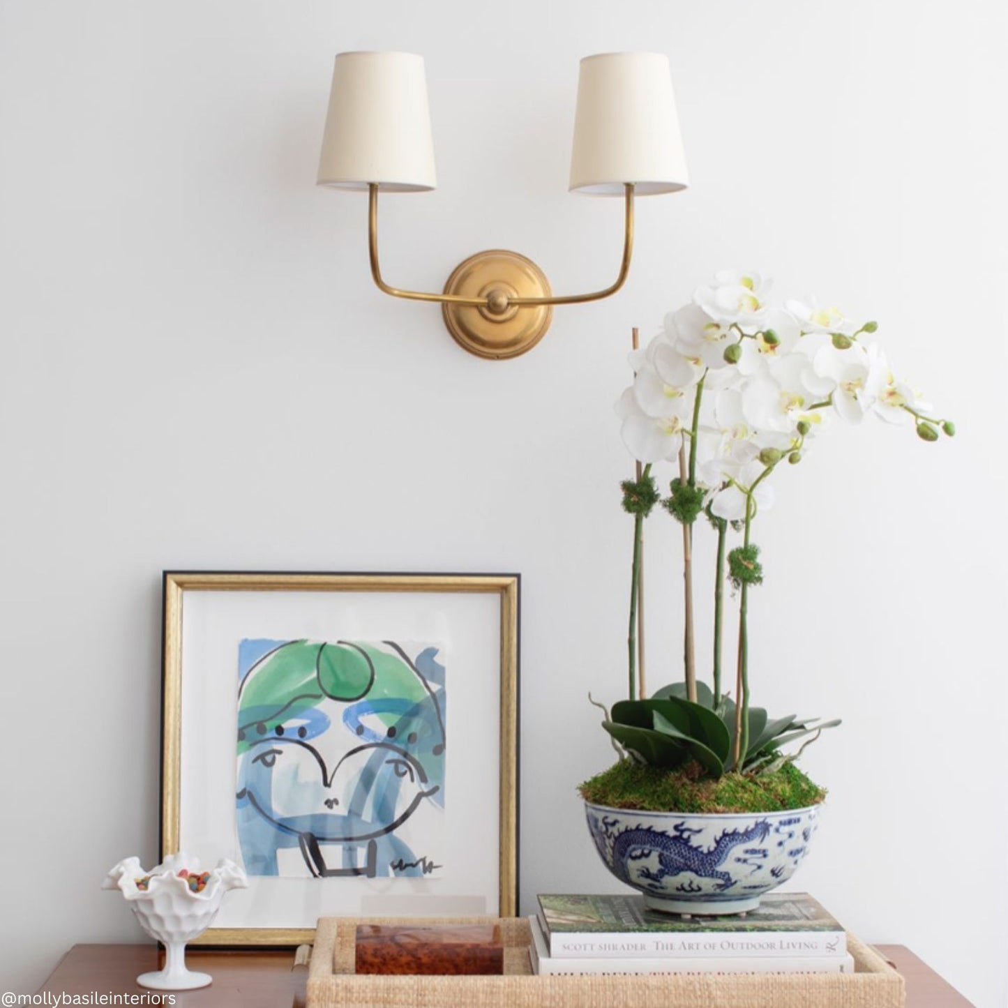 Thomas O'Brien Vendome Linen Double Wall Sconce - Brass Wall Light Bloomingdales Lighting