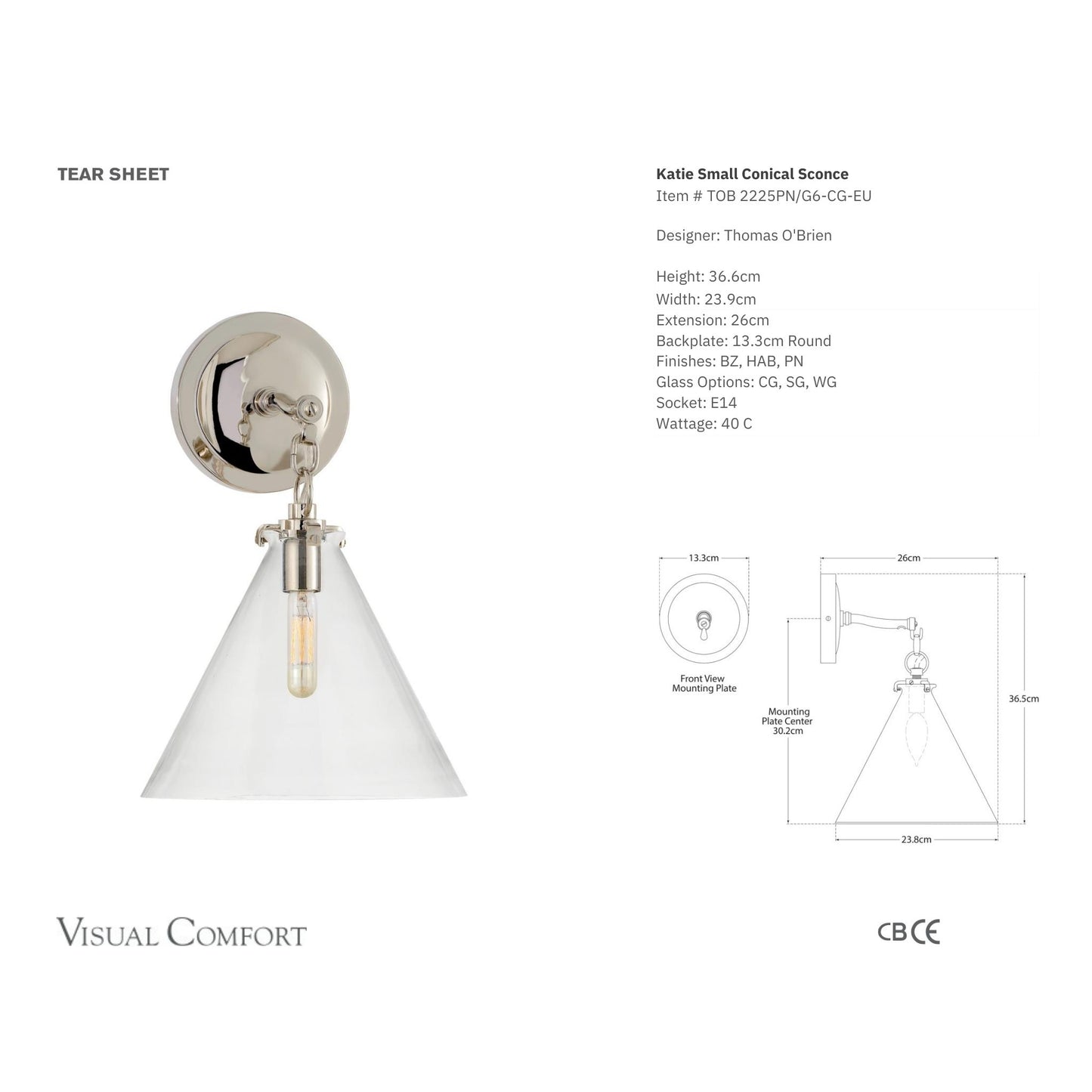 Thomas O'Brien Katie Small Conical Wall Sconce - Polished Nickel Wall Light Bloomingdales Lighting