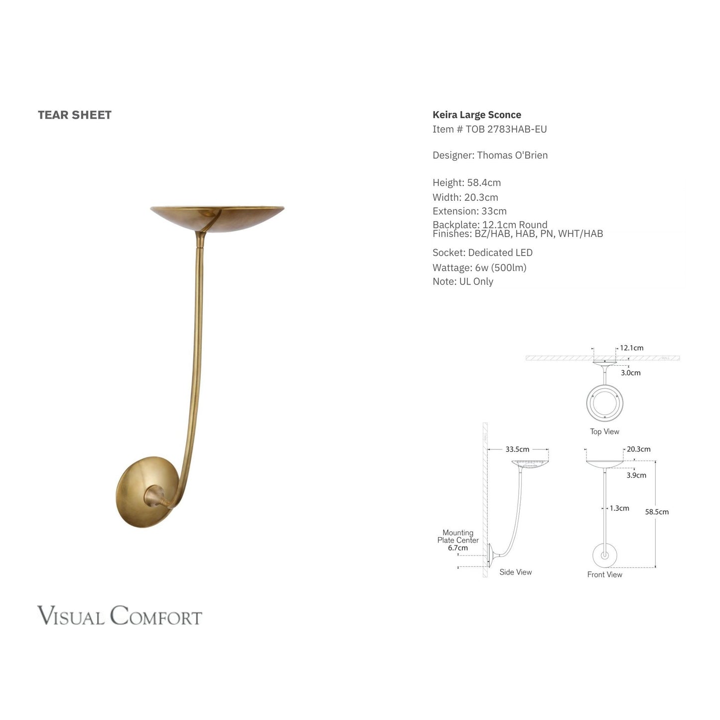 Thomas O'Brien Keira Large Sculptural Wall Sconce - Matte White Wall Light Bloomingdales Lighting