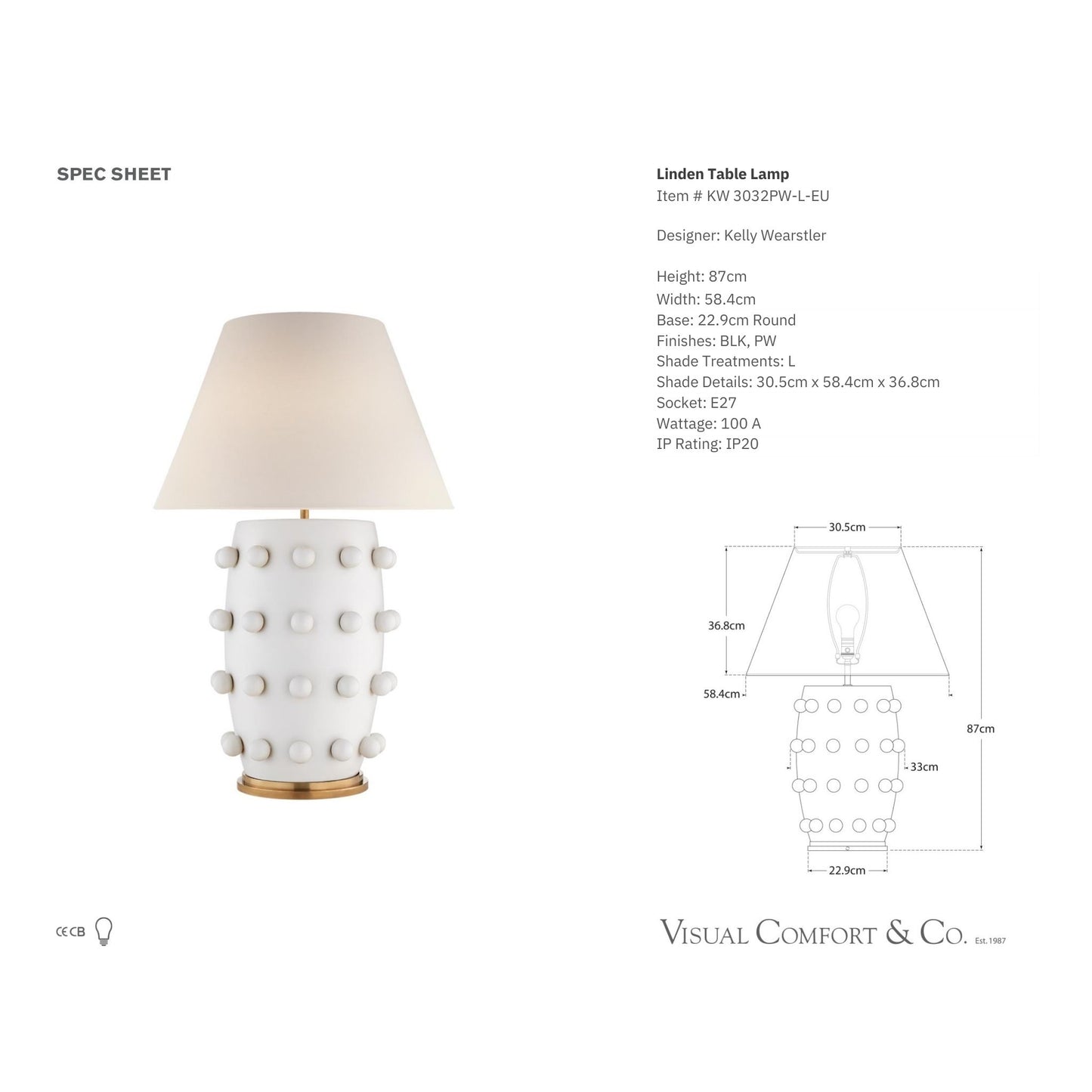 Kelly Wearstler Linden Sculpted Large Table Lamp - White Table Lamp Bloomingdales Lighting