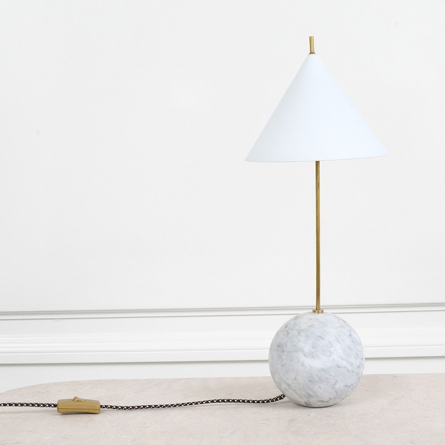 Kelly Wearstler Cleo Orb Metal Table Lamp - Brass and White Table Lamp Bloomingdales Lighting