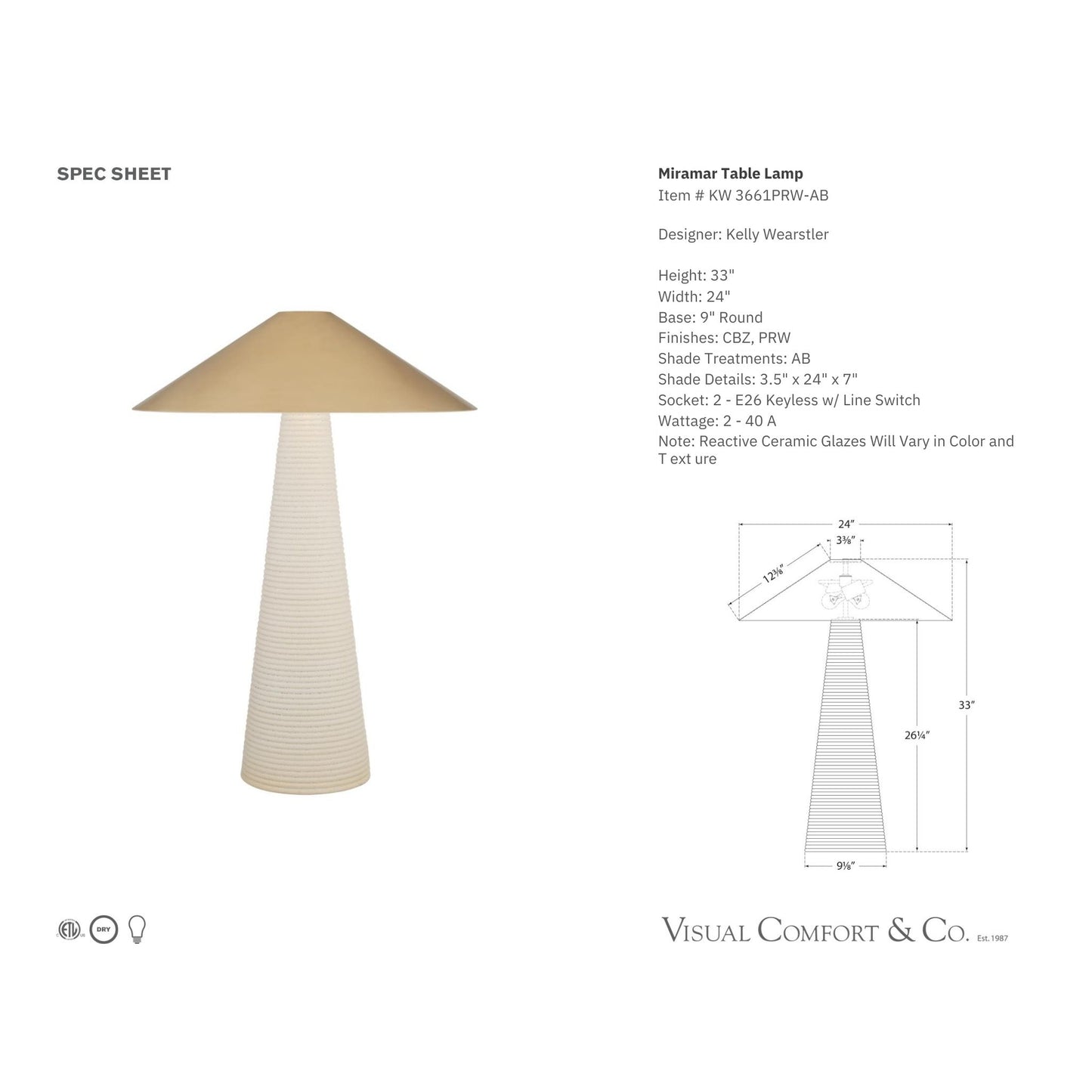 Kelly Wearstler Miramar Sculptural Table Lamp - White and Brass Table Lamp Bloomingdales Lighting