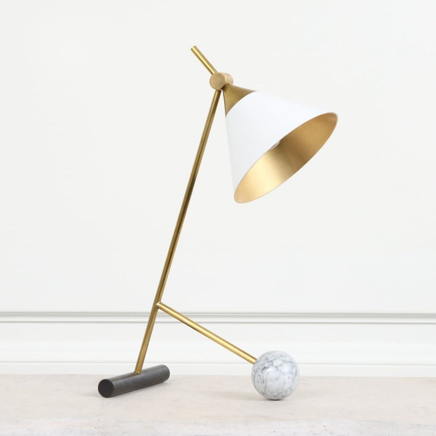 Kelly Wearstler Cleo White Metal Table Lamp - Brass Table Lamp Bloomingdales Lighting