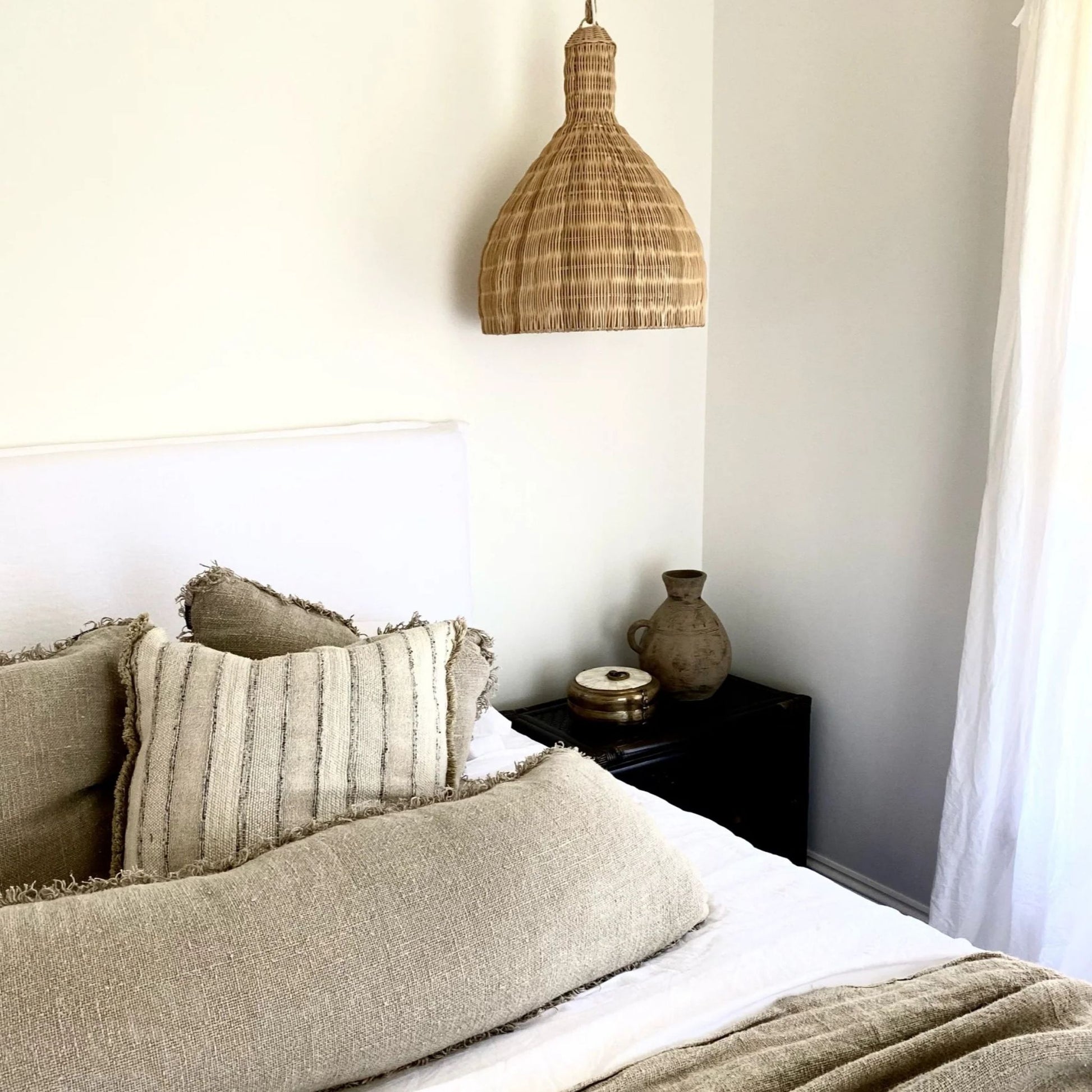 Keeya Rattan Beehive Pendant Light Pendant Light Bisque Interiors