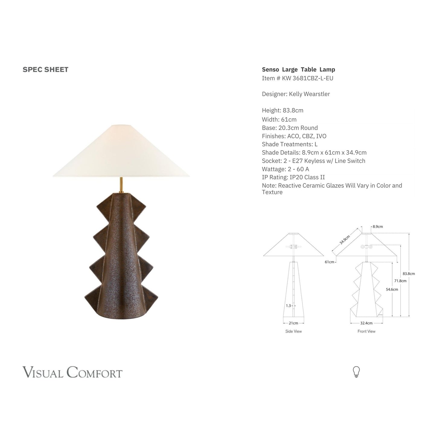 Kelly Wearstler Senso Monolithic Large Table Lamp - Bronze Table Lamp Bloomingdales Lighting