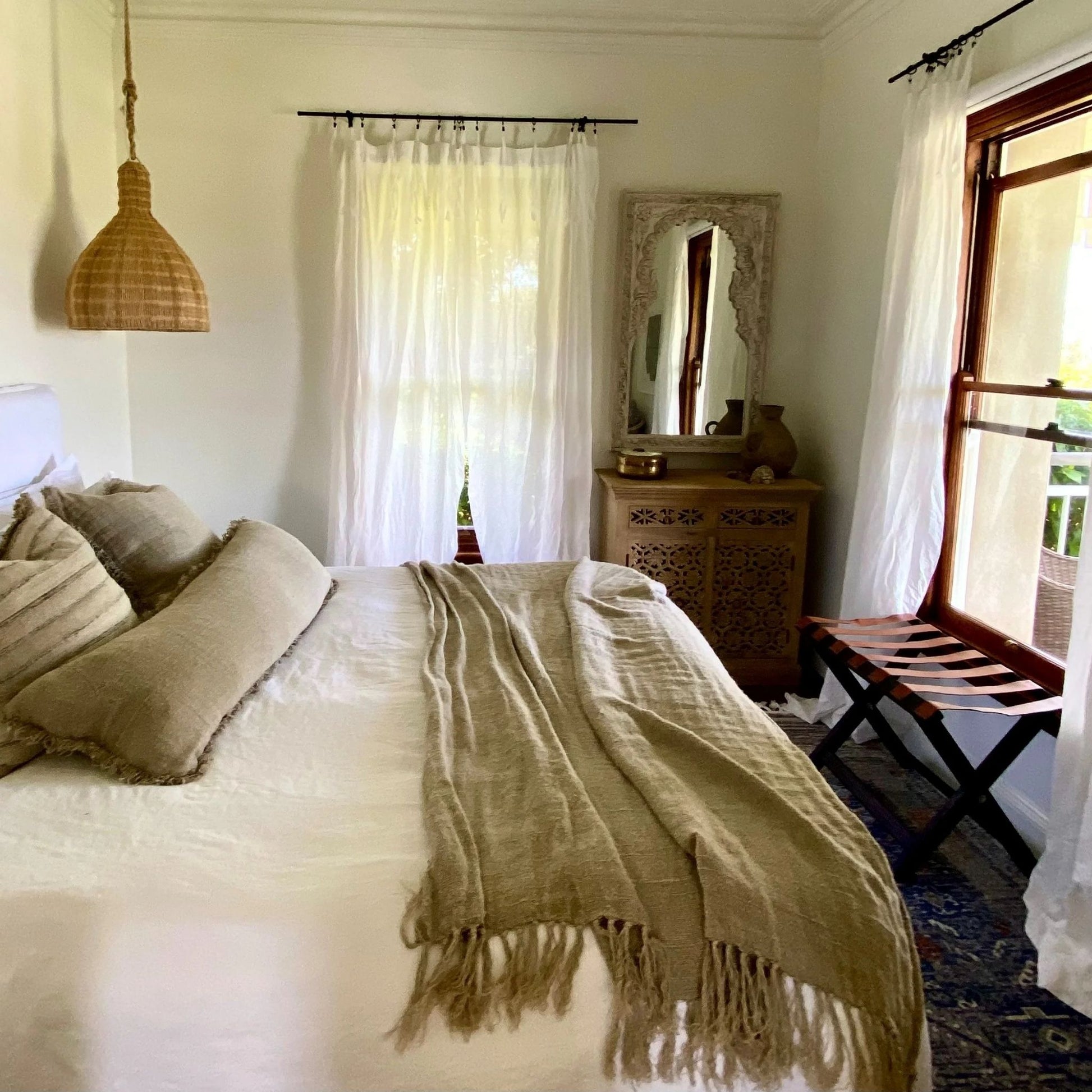 Keeya Rattan Beehive Pendant Light Pendant Light Bisque Interiors