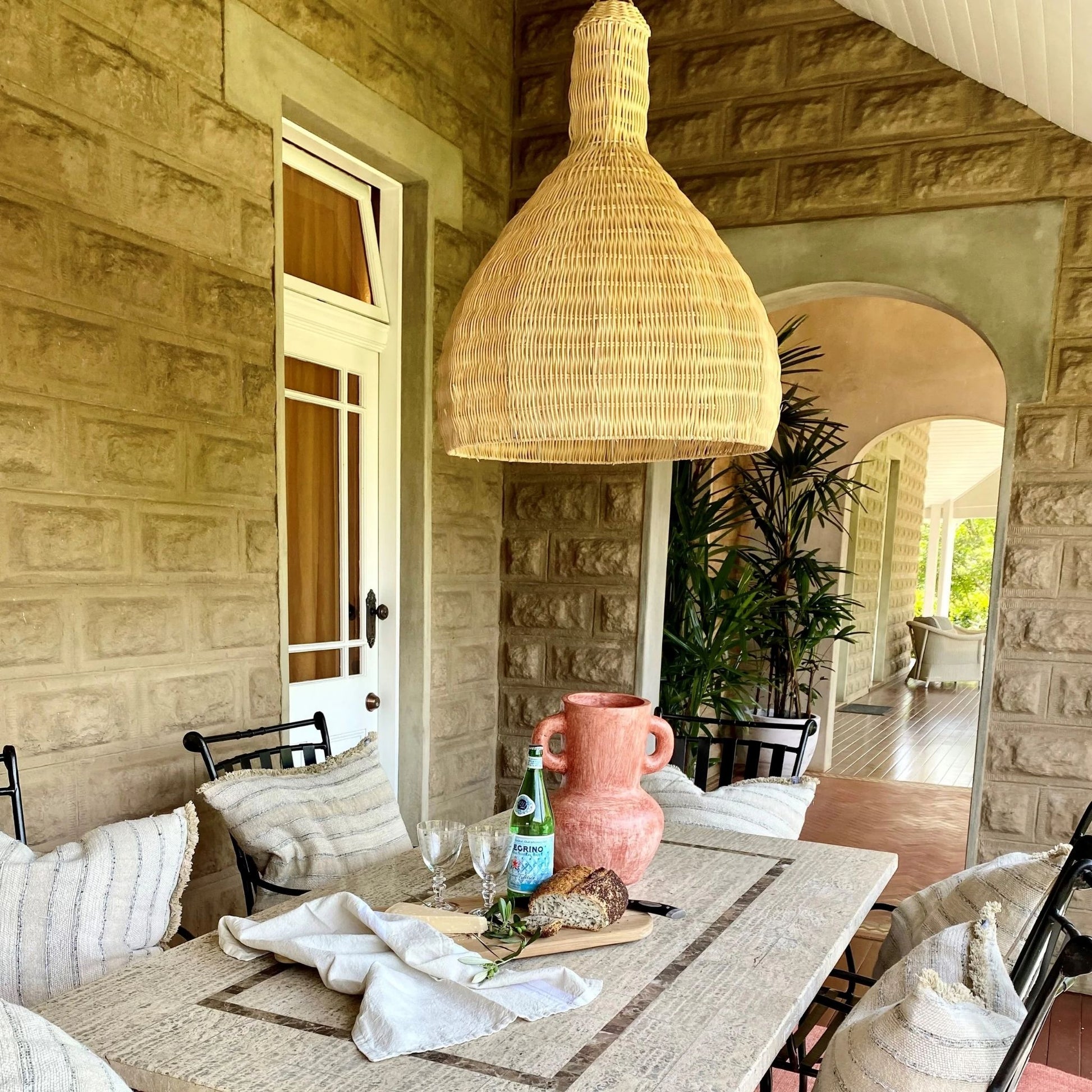 Keeya Rattan Beehive Pendant Light Pendant Light Bisque Interiors