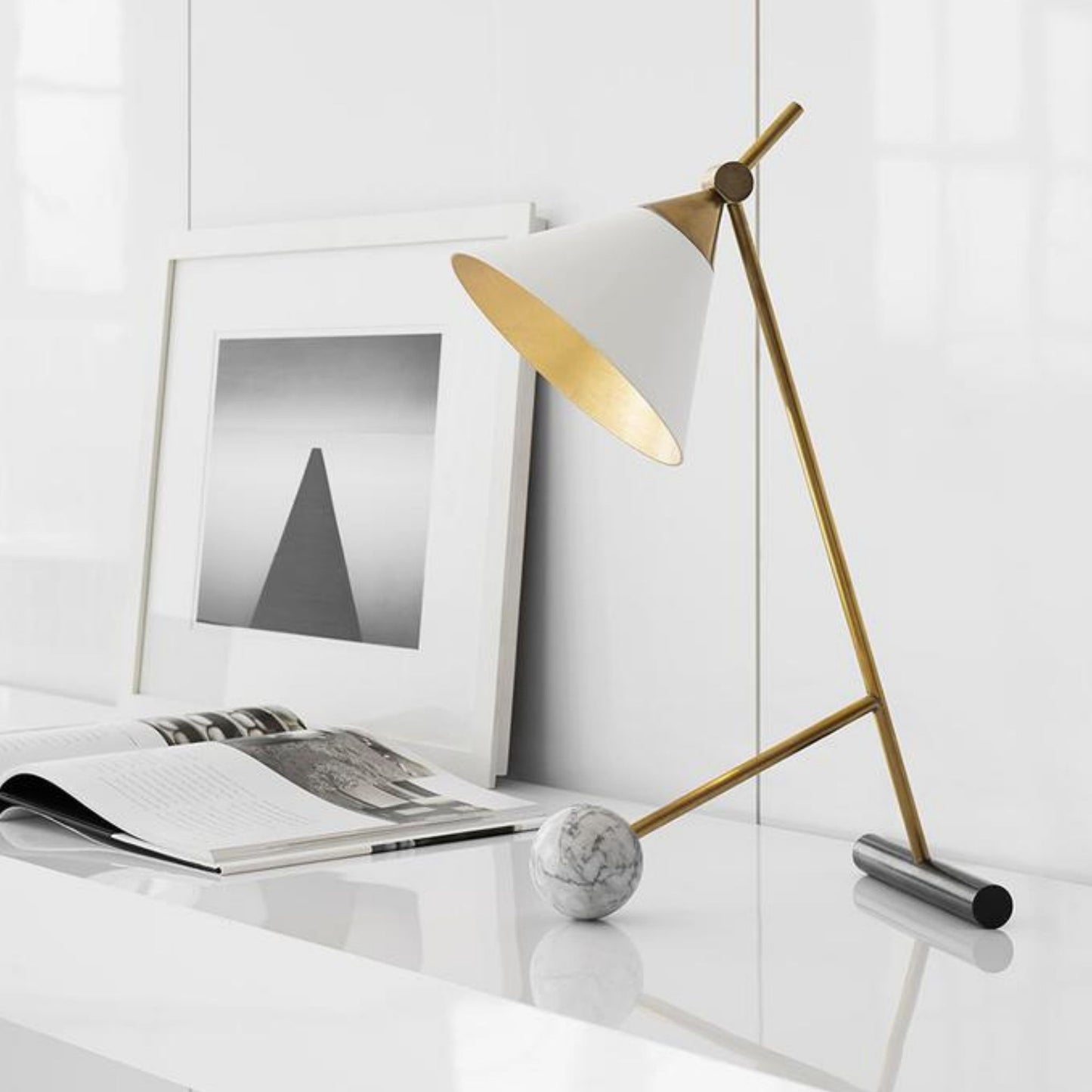 Kelly Wearstler Cleo White Metal Table Lamp - Brass Table Lamp Bloomingdales Lighting