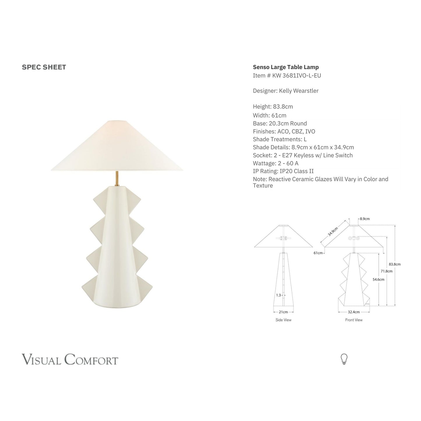 Kelly Wearstler Senso Monolithic Large Table Lamp - Ivory Table Lamp Bloomingdales Lighting