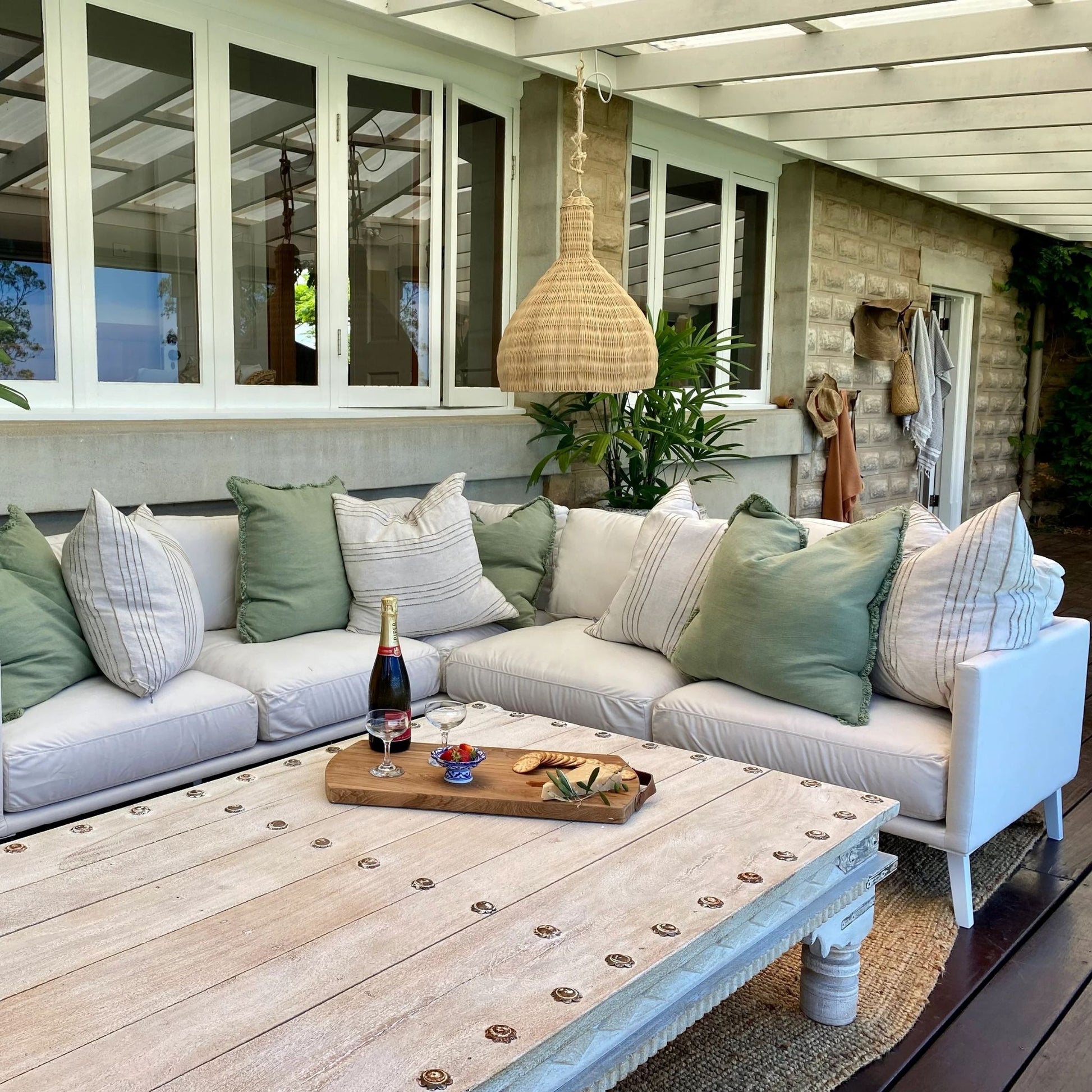 Keeya Rattan Beehive Pendant Light Pendant Light Bisque Interiors