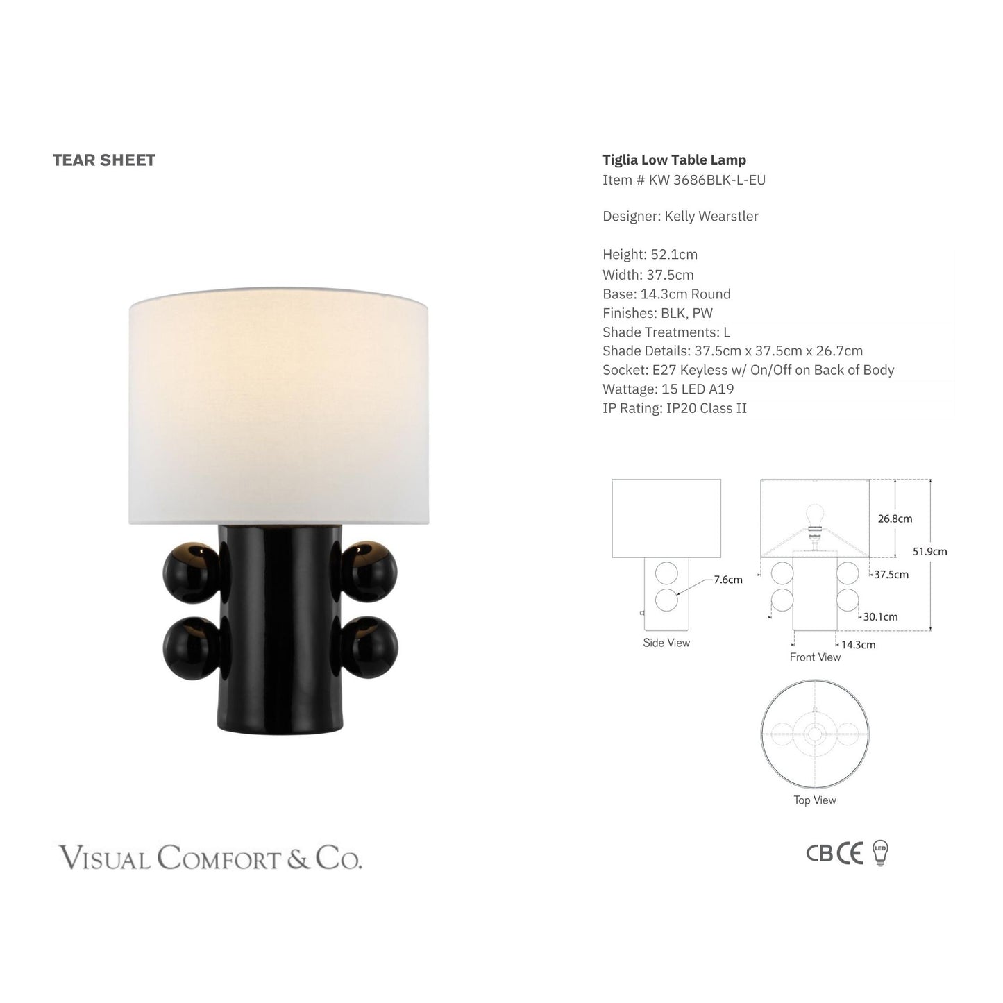 Kelly Wearstler Tiglia Linen Low Table Lamp - Black Table Lamp Bloomingdales Lighting