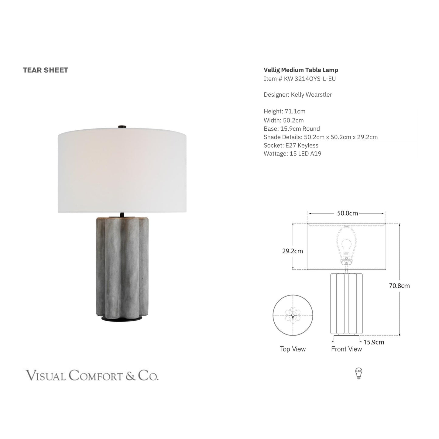 Kelly Wearstler Vellig Medium Linen Table Lamp - Oyster Table Lamp Bloomingdales Lighting