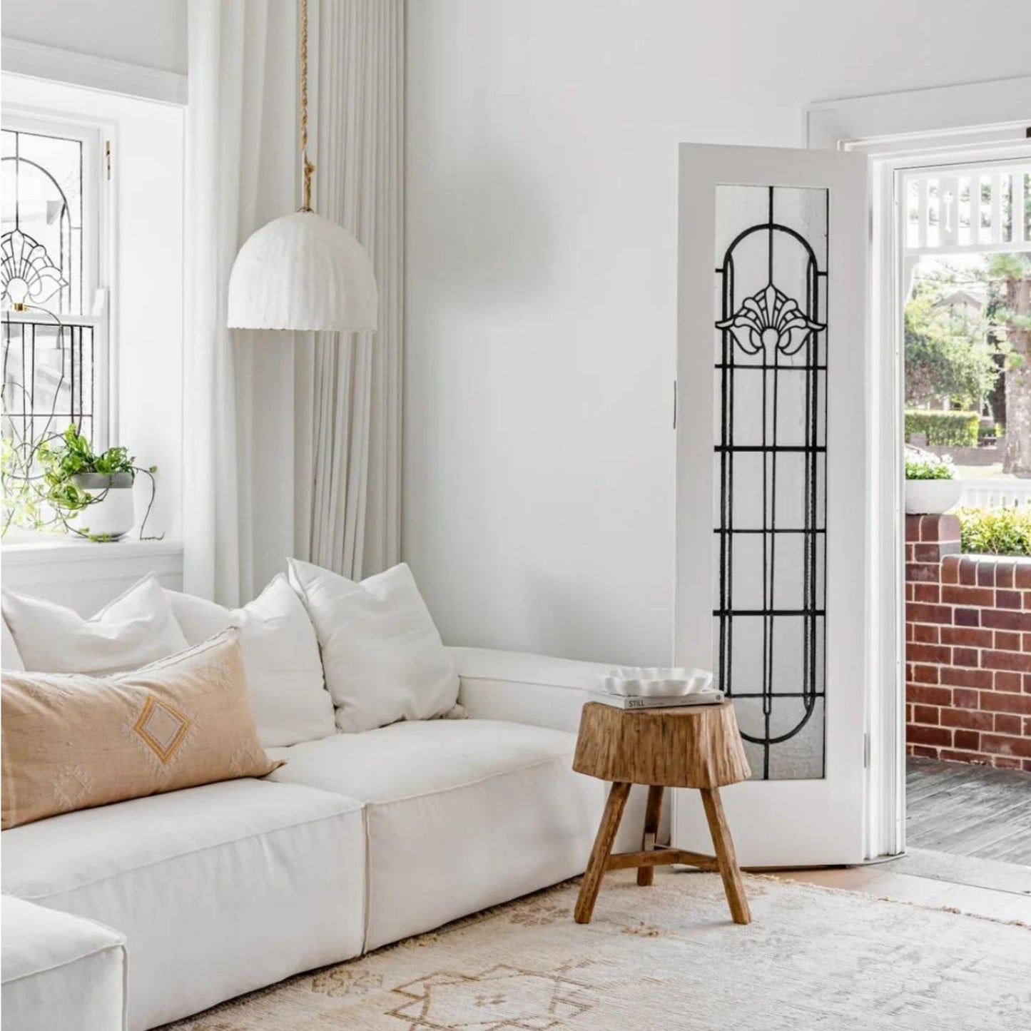 Chinara Large Clay Dome Pendant Light Pendant Light Bisque Interiors