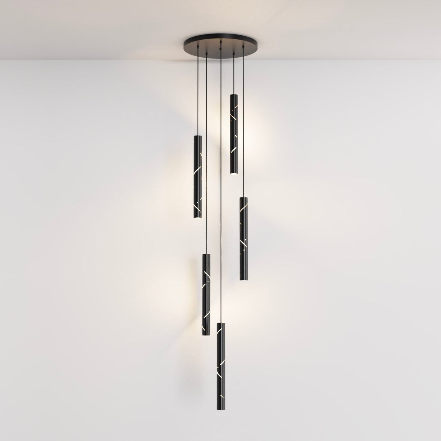 Black Rain Single Pendant Light Pendant Light ILANEL Brushed Gold Five Drop