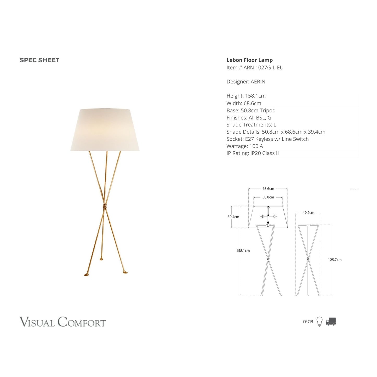 AERIN Lebon Tripod Floor Lamp - Gild Floor Lamp Bloomingdales Lighting