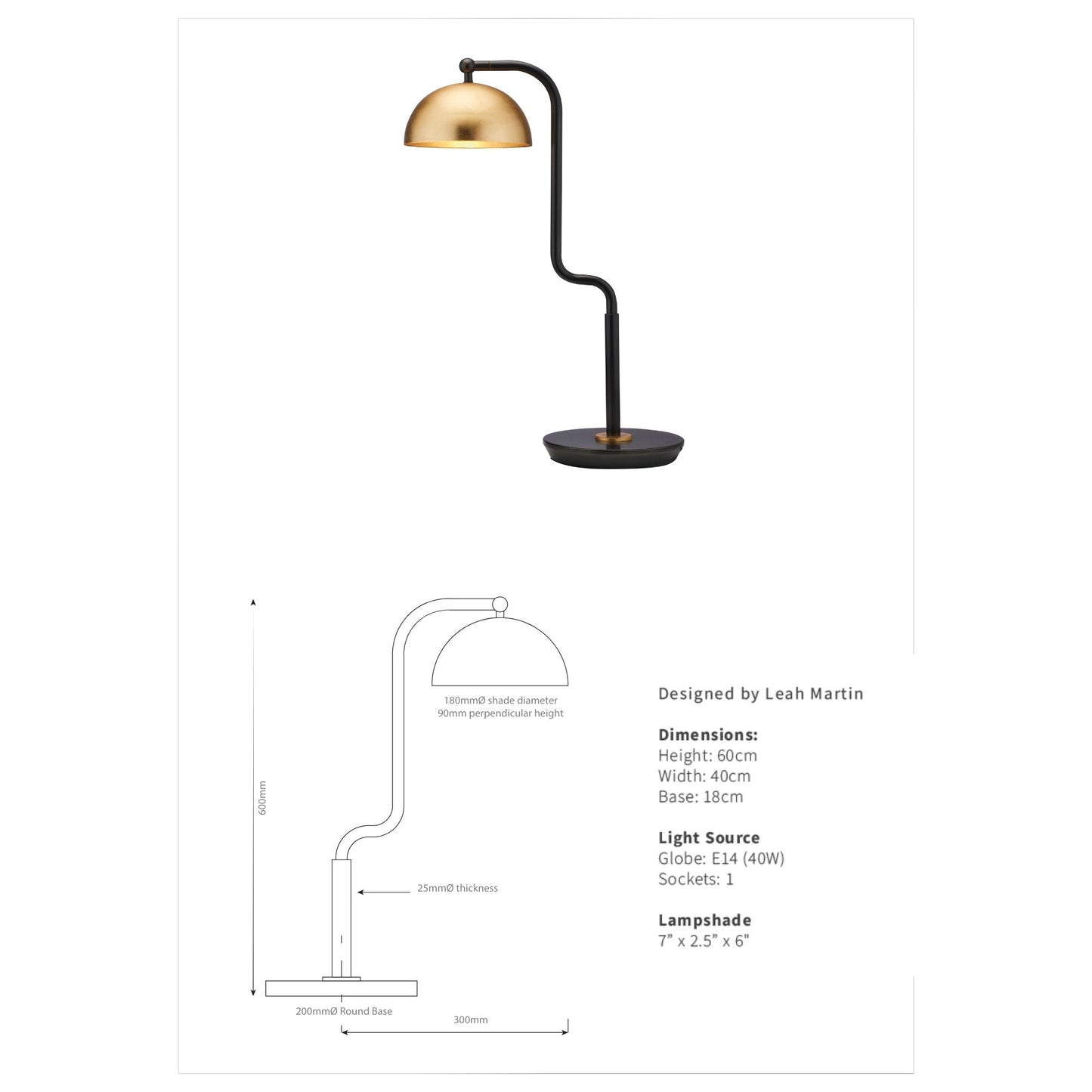 Leah Martin Remmy Table Lamp - Bronze & Gold Table Lamp Bloomingdales Lighting