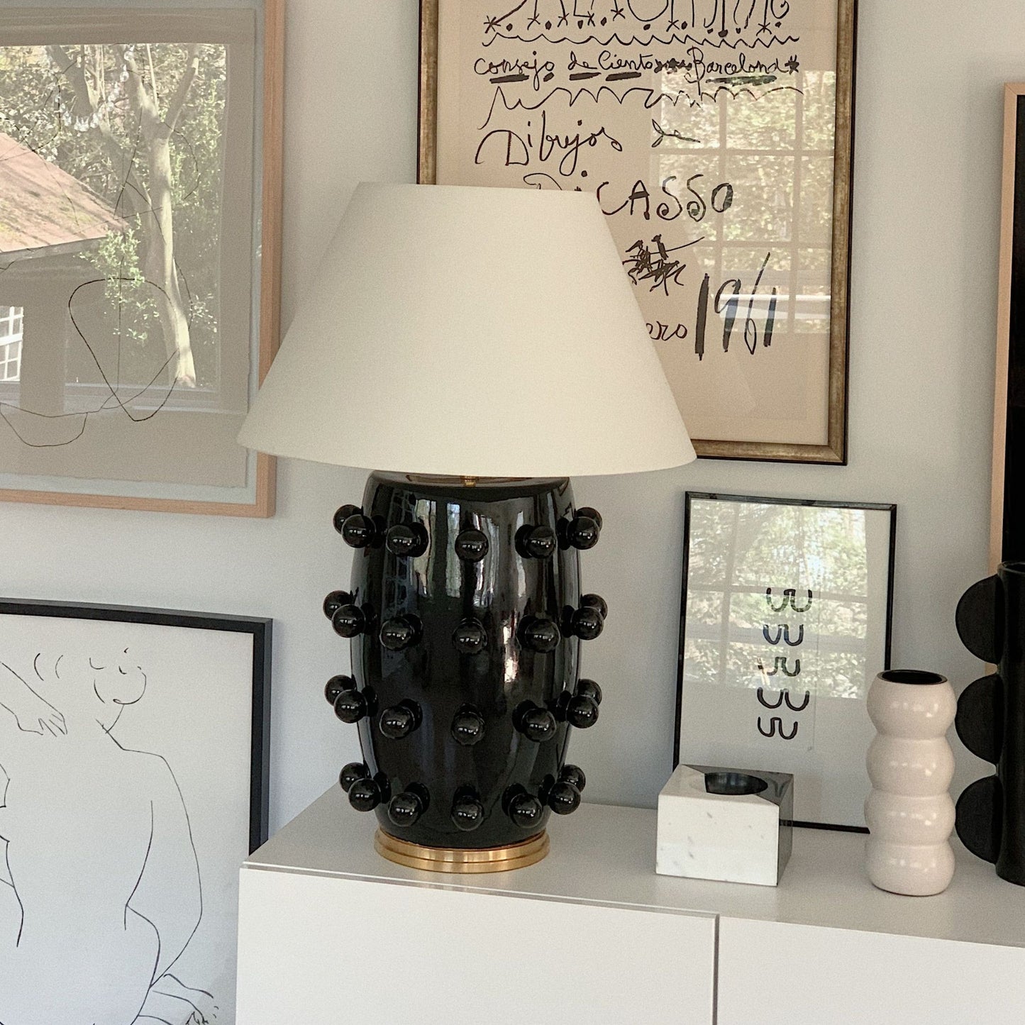Kelly Wearstler Linden Sculpted Large Table Lamp - Black Table Lamp Bloomingdales Lighting