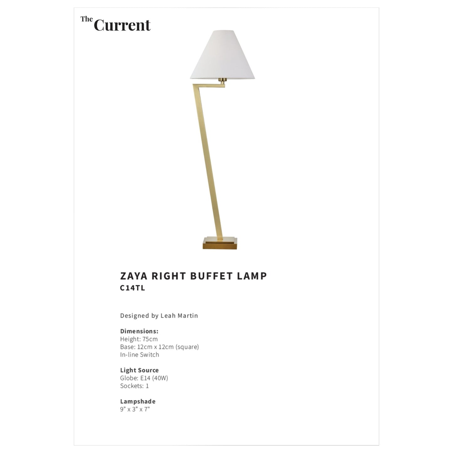 Leah Martin Zaya Right Linen Buffet Lamp - Brass Table Lamp Bloomingdales Lighting