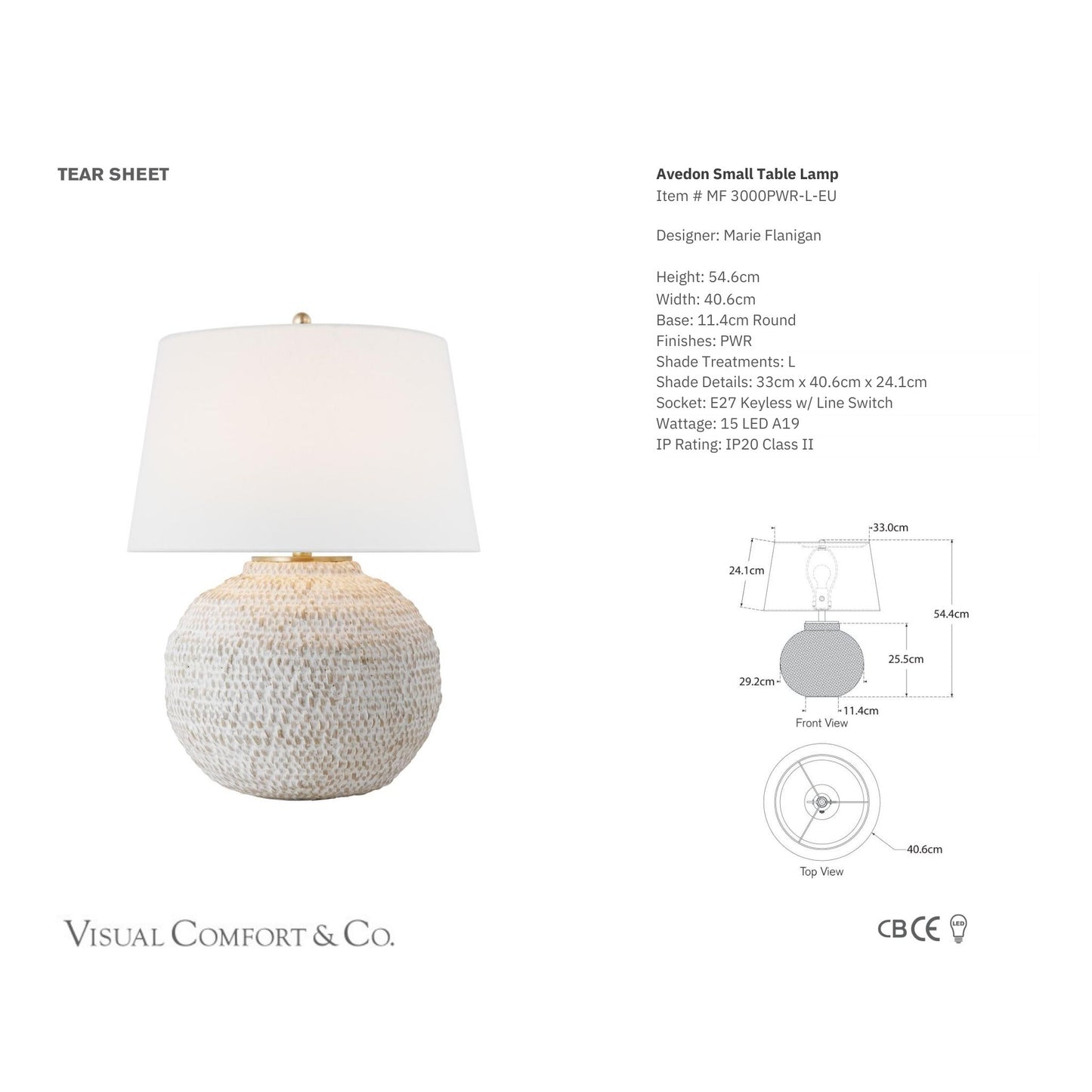 Marie Flanigan Avedon Small Linen Table Lamp - Plaster White Table Lamp Bloomingdales Lighting