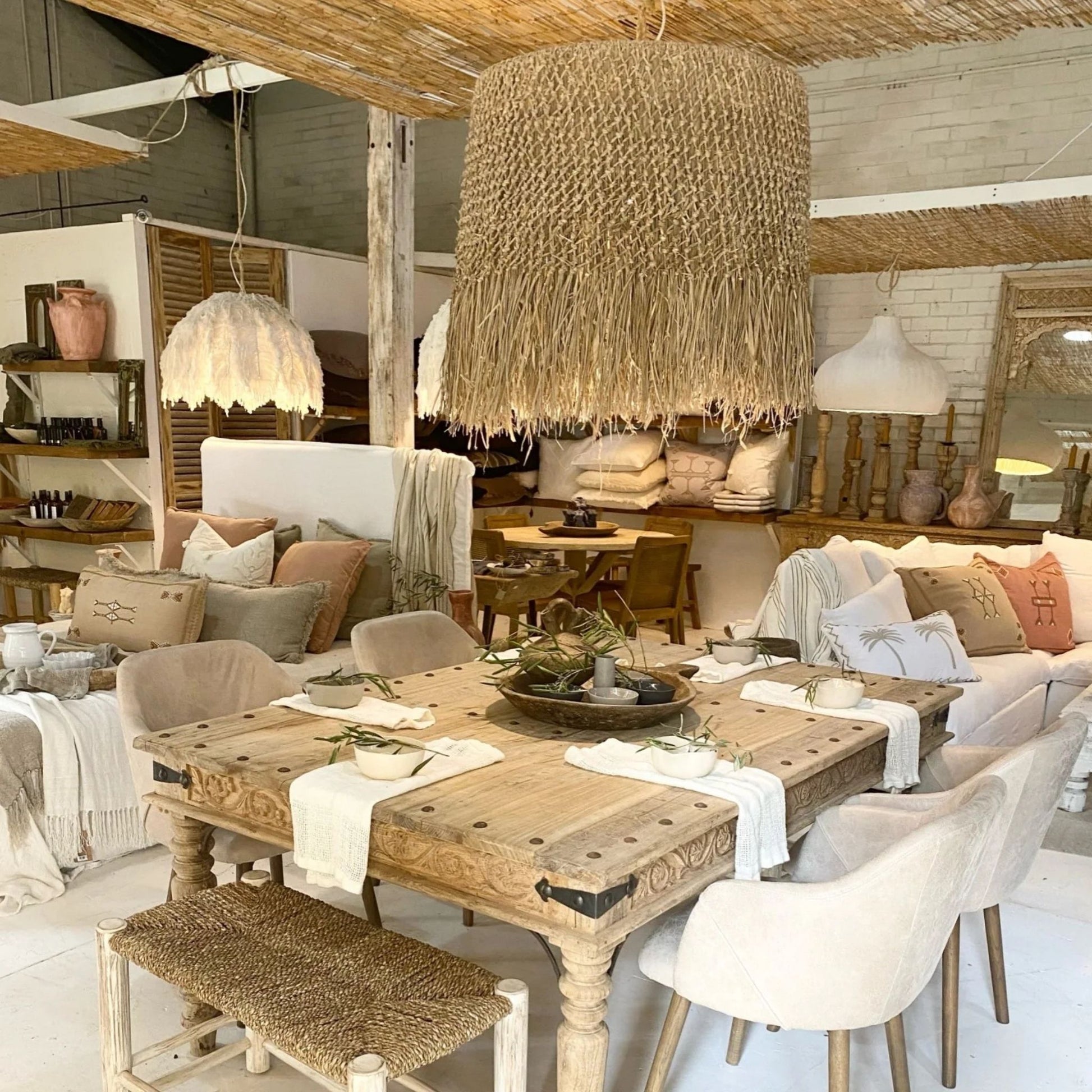 Laisa Natural Rafia Pendant Light Pendant Light Bisque Interiors