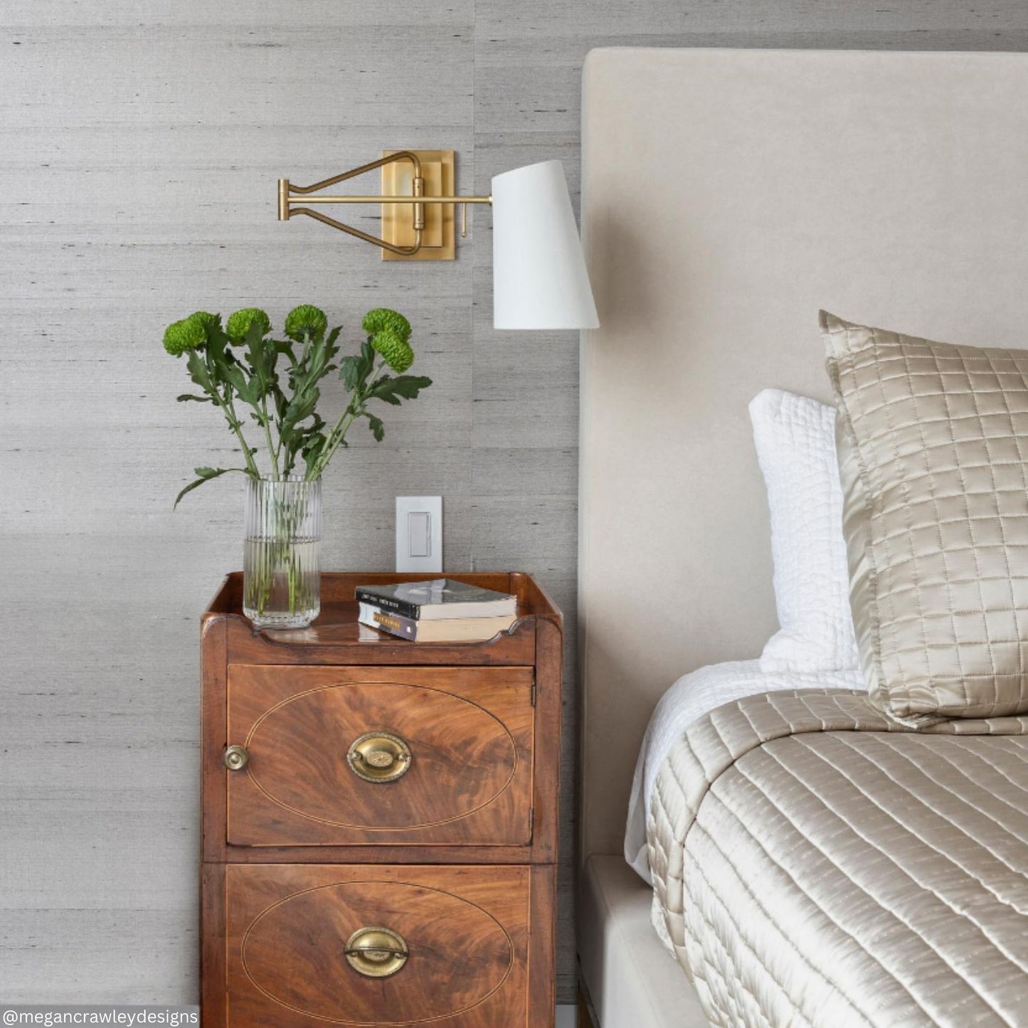 AERIN Keil Swing Arm Linen Wall Sconce - Brass Wall Light Bloomingdales Lighting