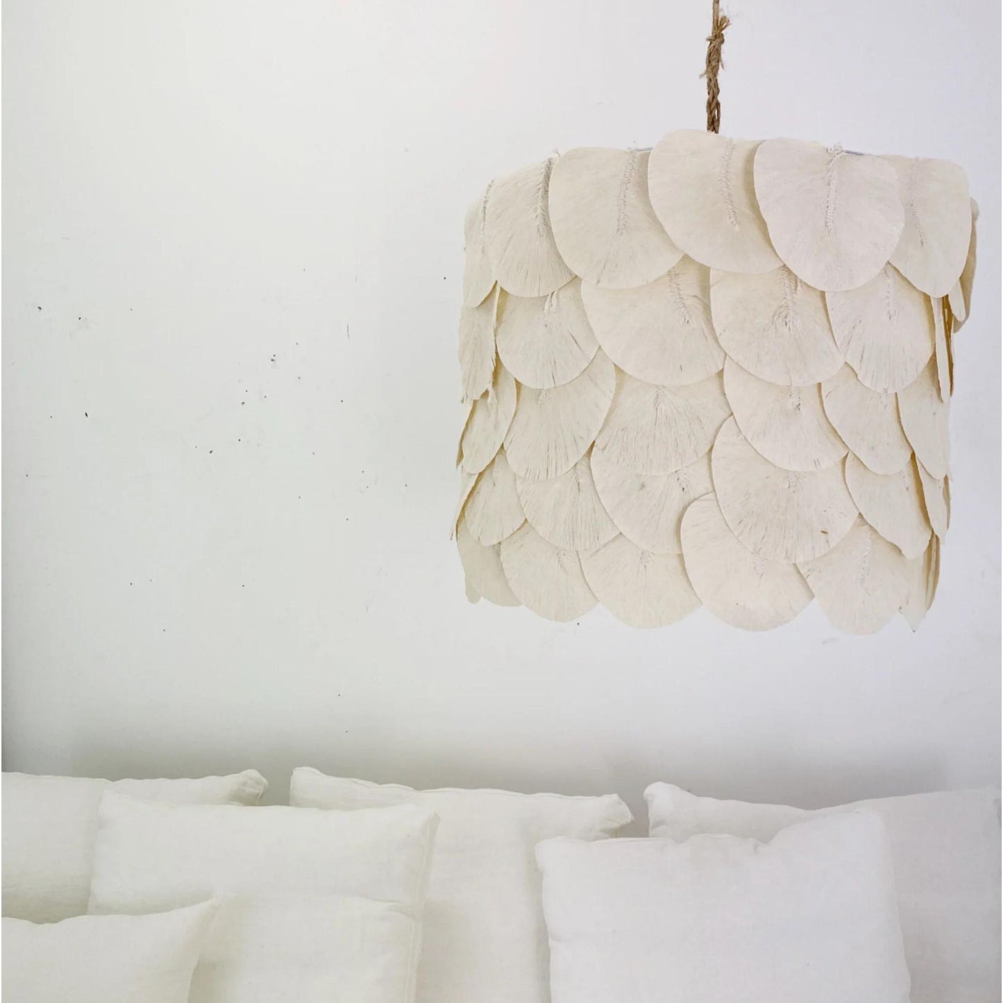 Claudine Large Petal Drum Cotton Pendant Light Pendant Light Bisque Interiors
