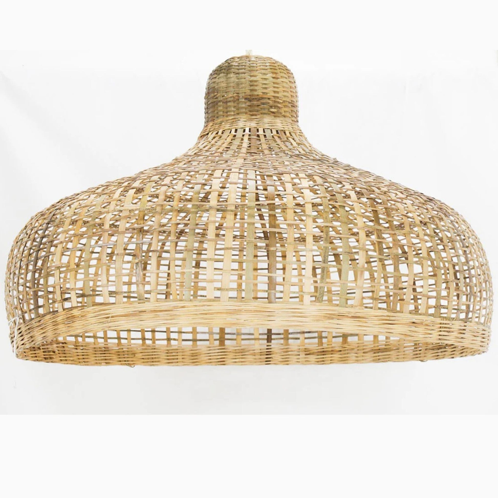 Laloma Bamboo Pendant Light with Diamond Pattern Pendant Light Bisque Interiors Large
