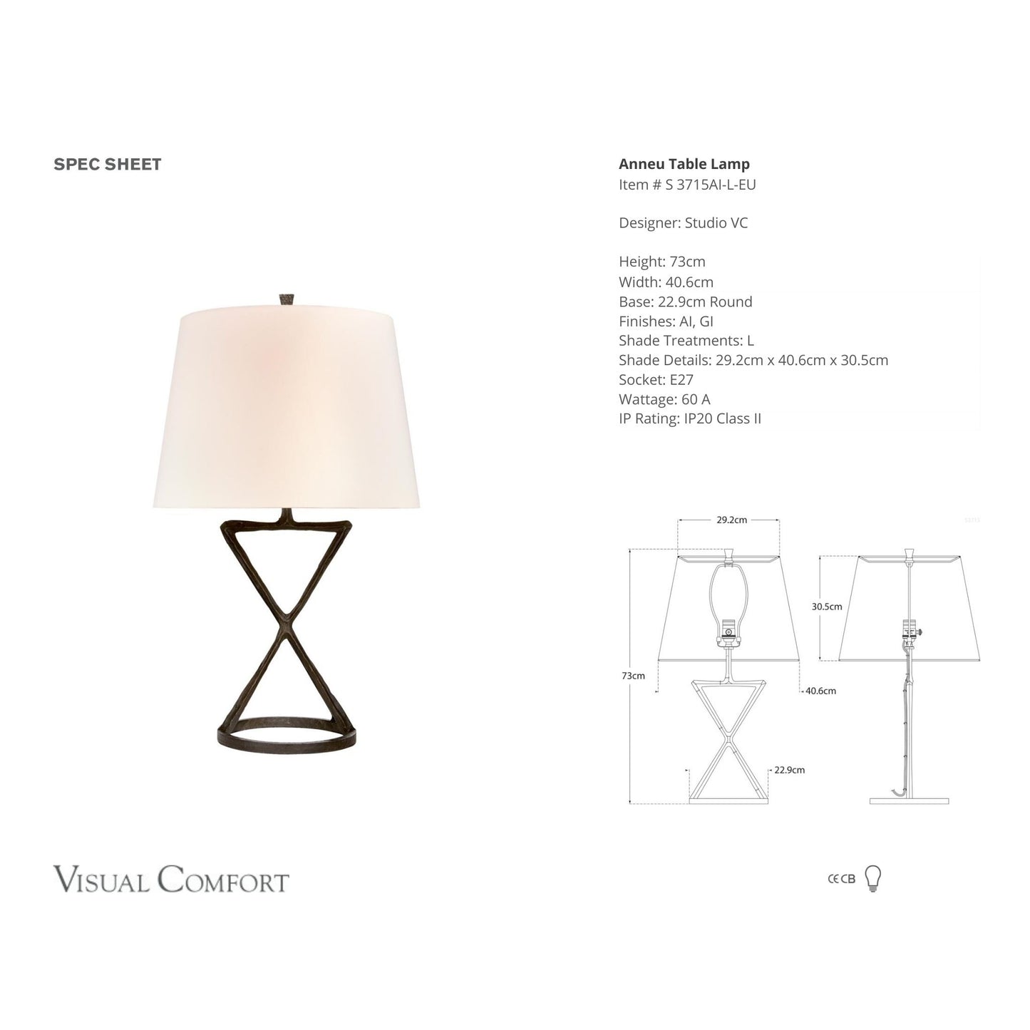 Studio VC Anneu Linen Table Lamp - Aged Iron Table Lamp Bloomingdales Lighting