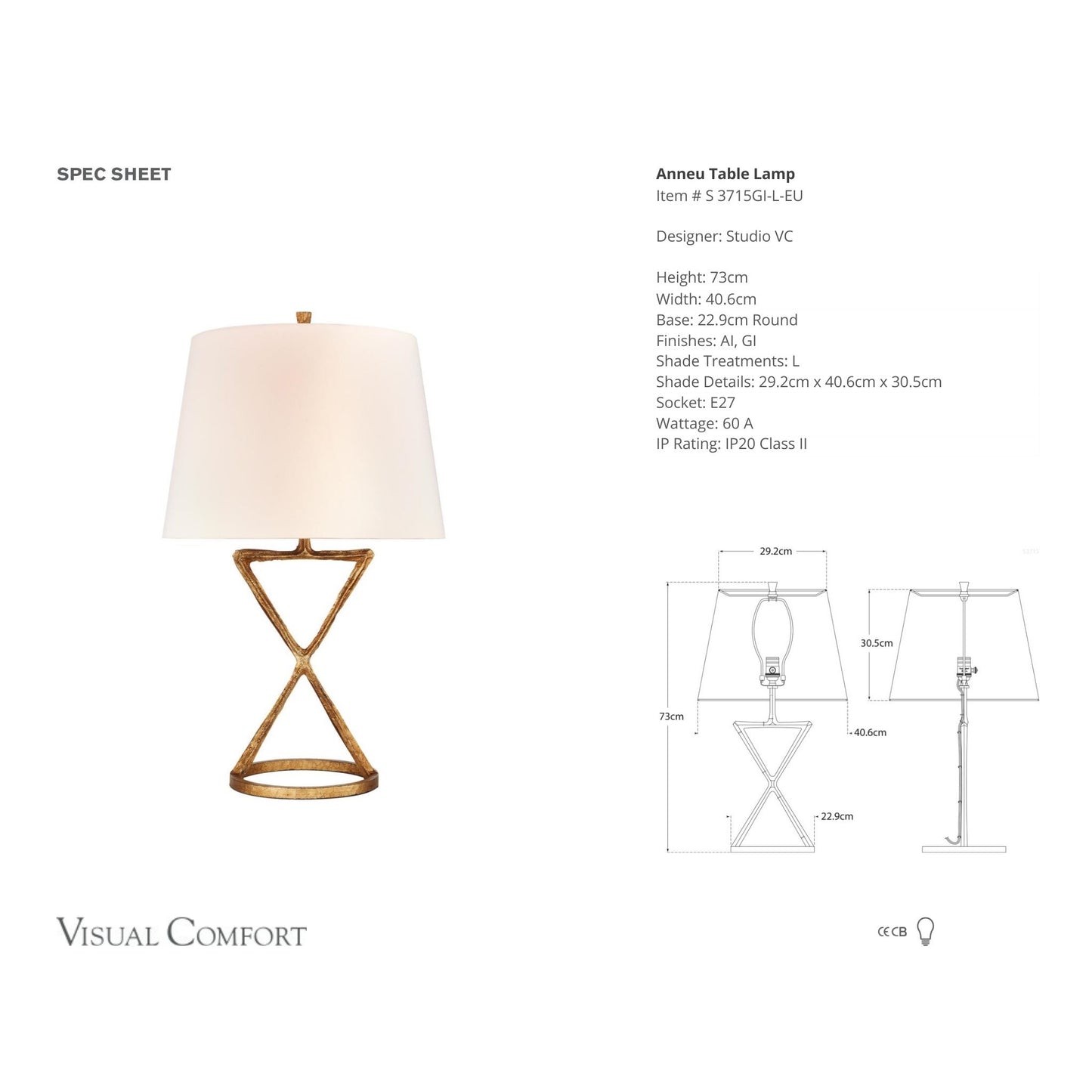 Studio VC Anneu Linen Table Lamp - Gilded Iron Table Lamp Bloomingdales Lighting