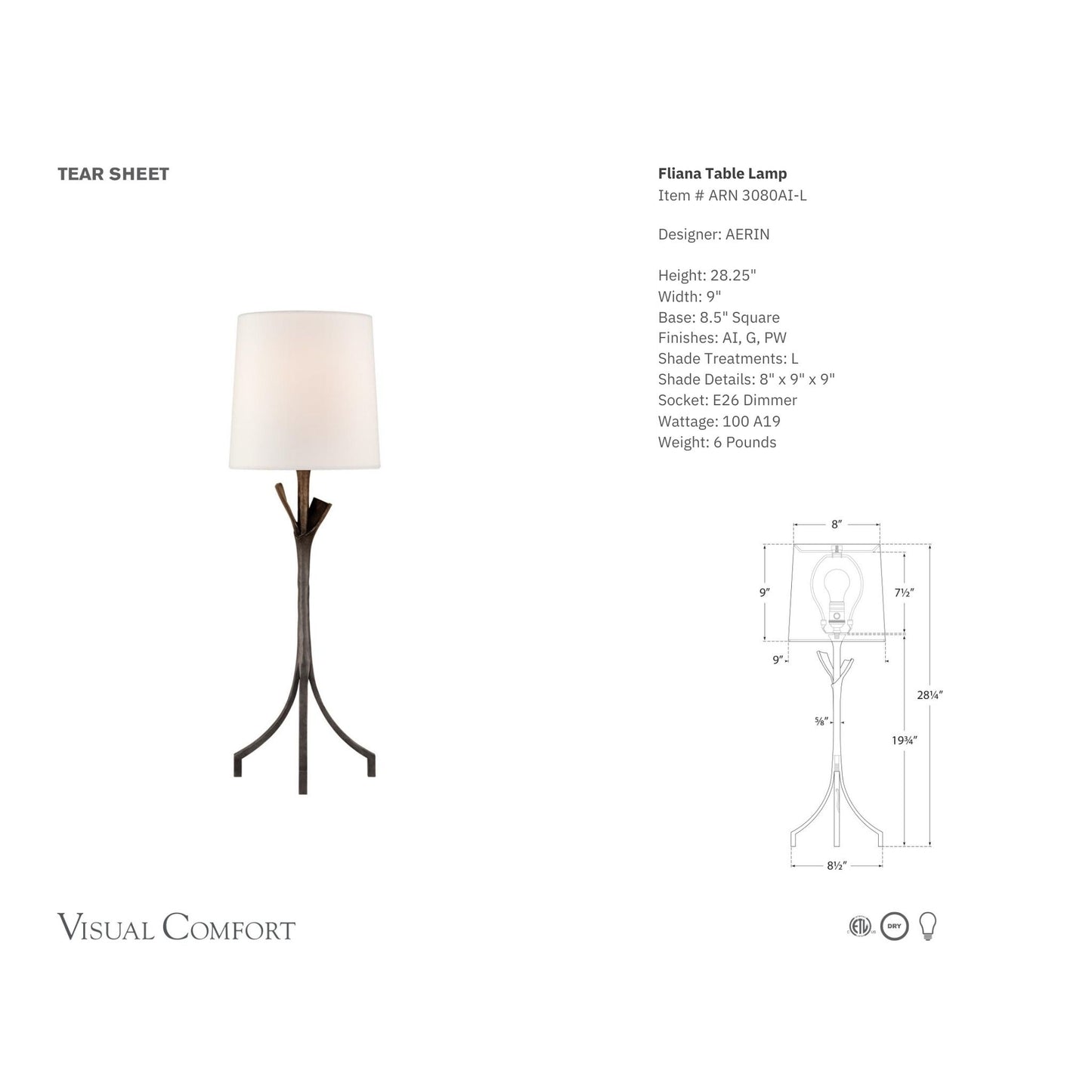 AERIN Fliana Tree Branch Table Lamp - Aged Iron Table Lamp Bloomingdales Lighting