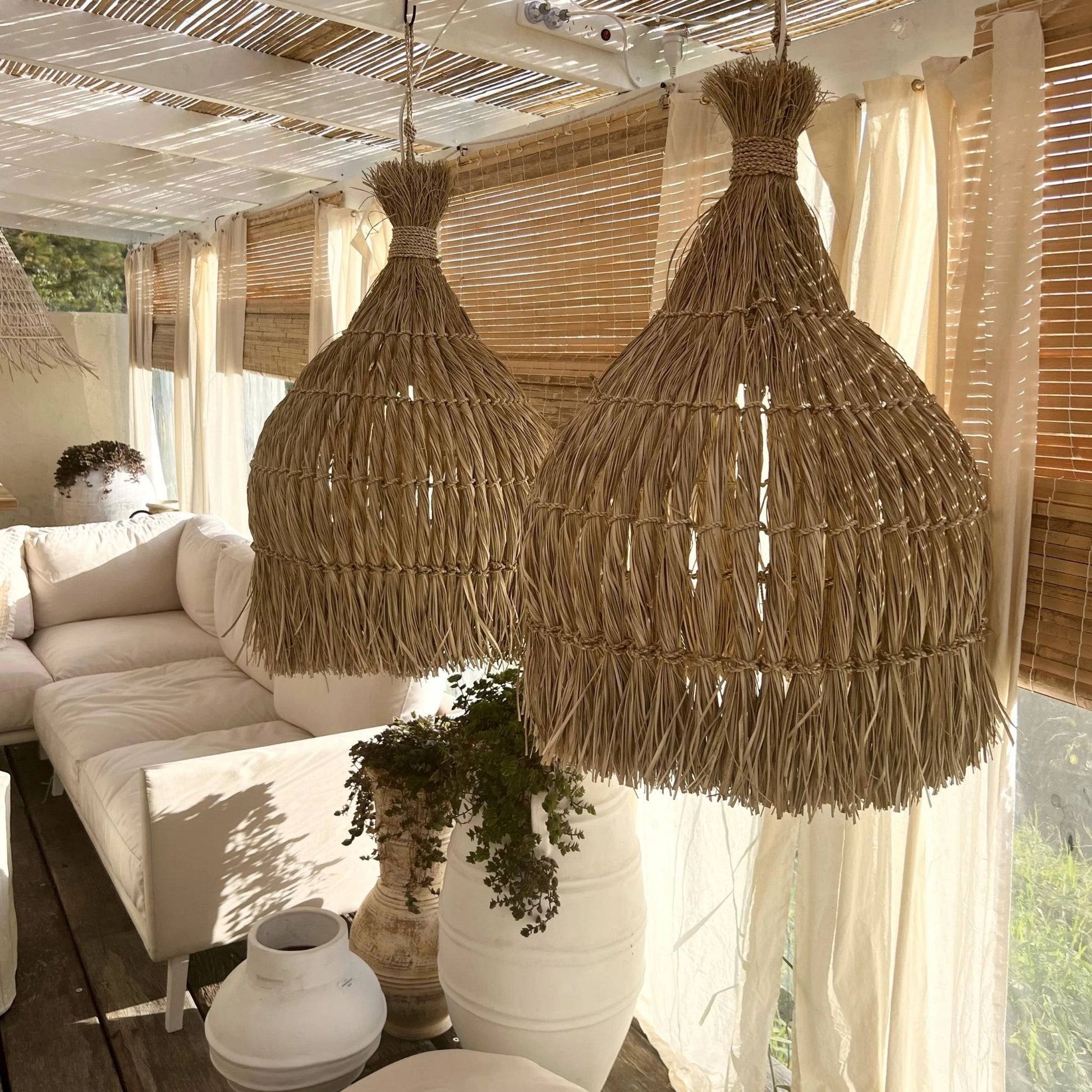 Mendong Natural Fibre Pendant Pendant Light Bisque Interiors