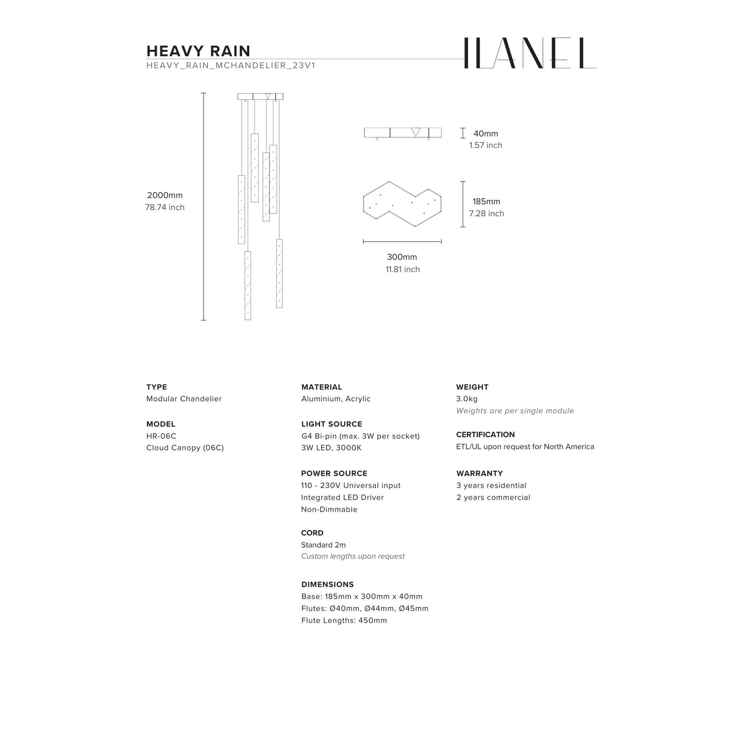 Heavy Rain Multi Drop Pendant Light Pendant Light ILANEL