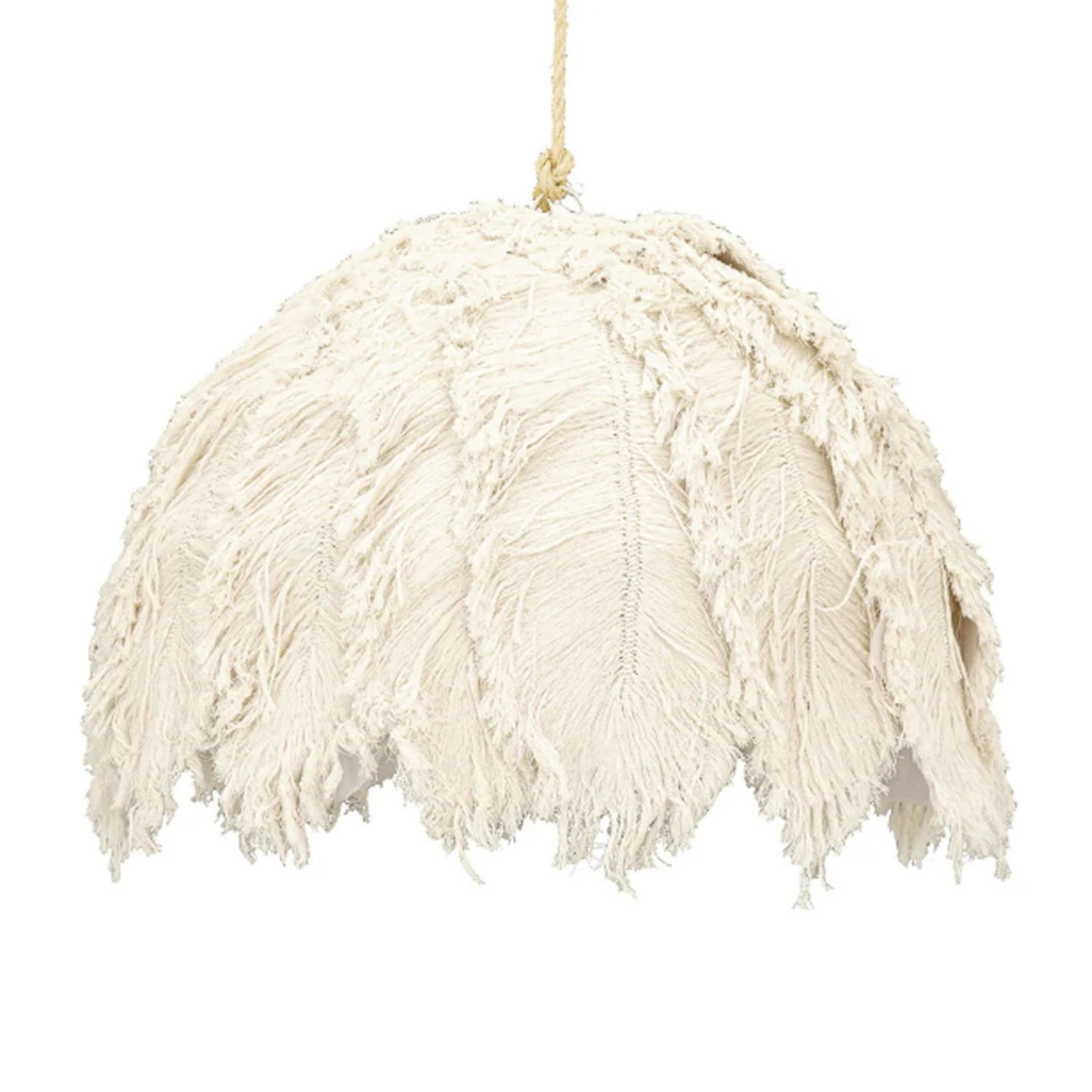 Patrice Cotton Ostrich Feather Pendant Light Pendant Light Bisque Interiors