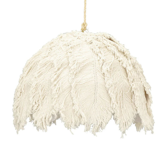 Patrice Cotton Ostrich Feather Pendant Light Pendant Light Bisque Interiors