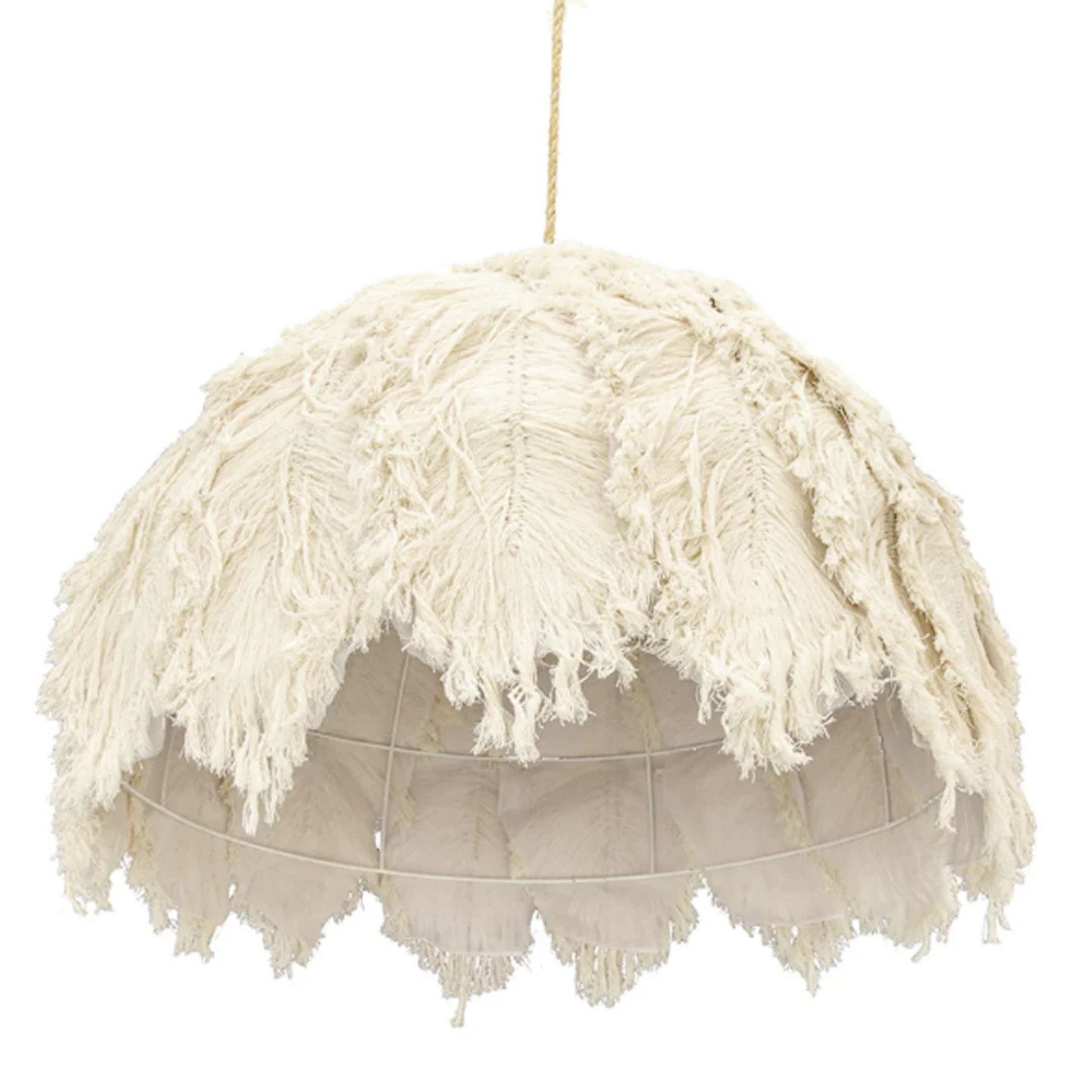 Patrice Cotton Ostrich Feather Pendant Light Pendant Light Bisque Interiors