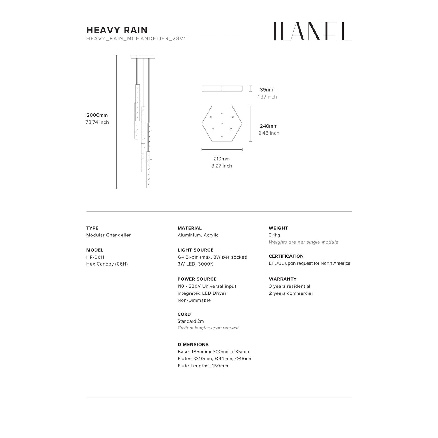 Heavy Rain Multi Drop Pendant Light Pendant Light ILANEL
