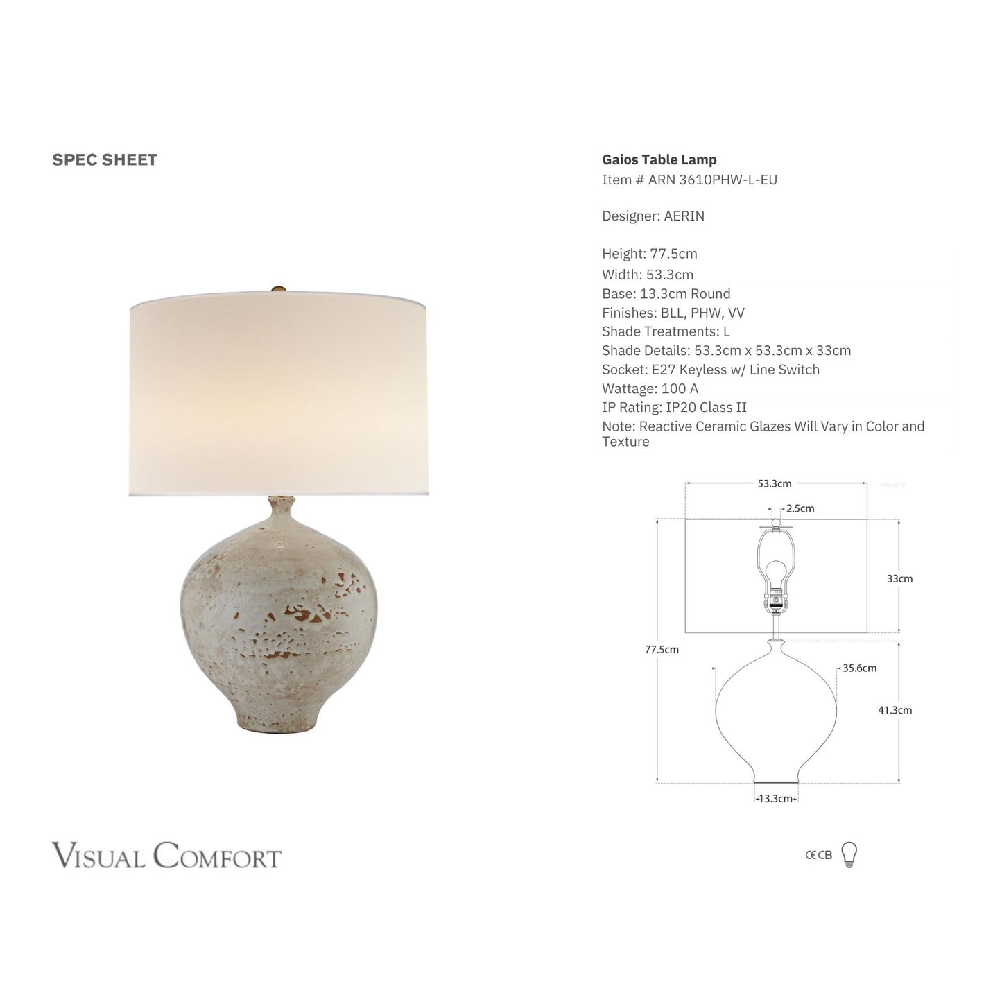 AERIN Gaios Ceramic Table Lamp - Pharoah White Table Lamp Bloomingdales Lighting