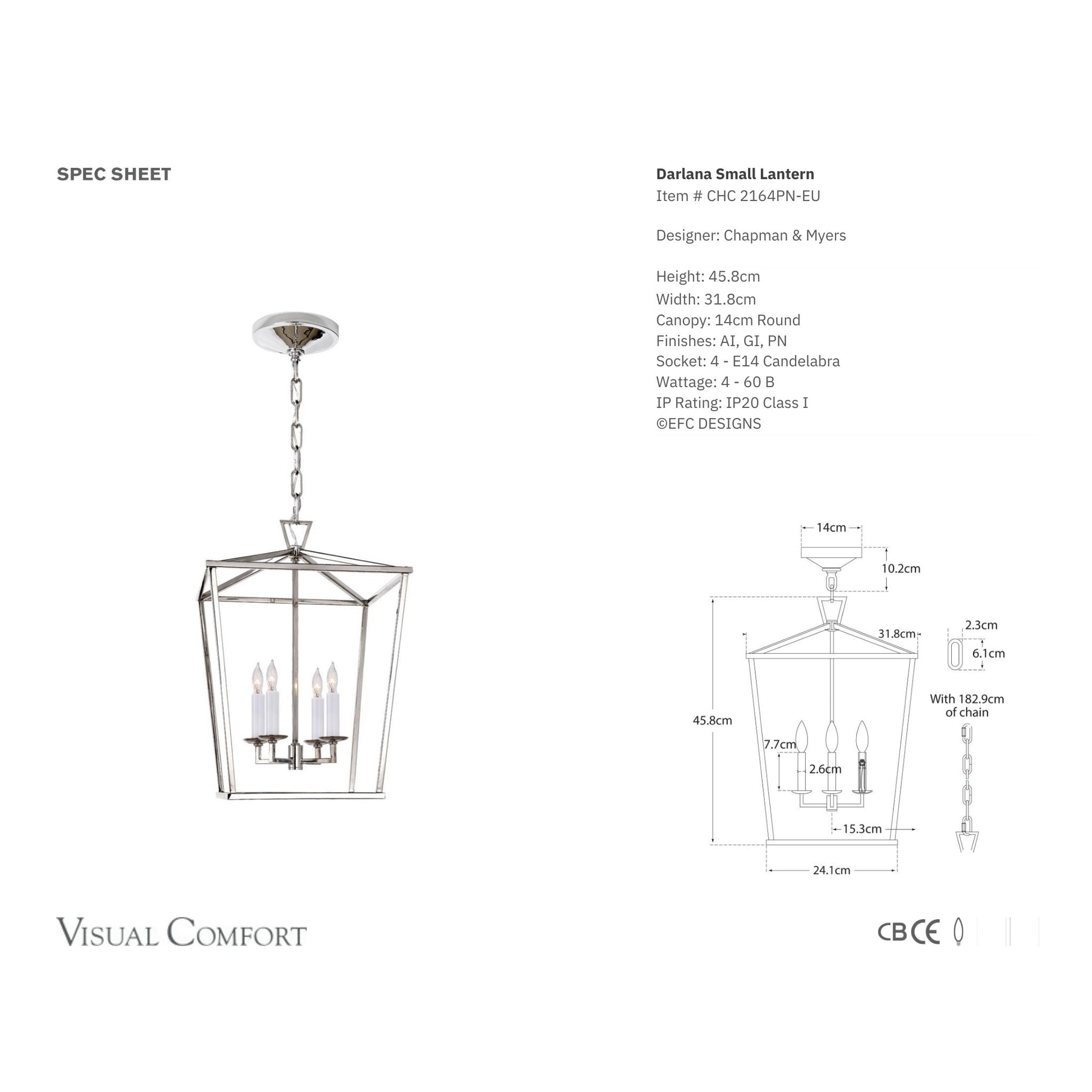 E. F. Chapman Darlana Small Lantern Pendant Light - Polished Nickel Pendant Light Bloomingdales Lighting