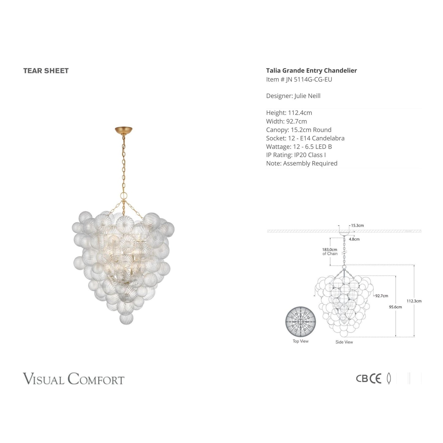 Julie Neill Talia Grande Glass Chandelier - Gild Pendant Light Bloomingdales Lighting