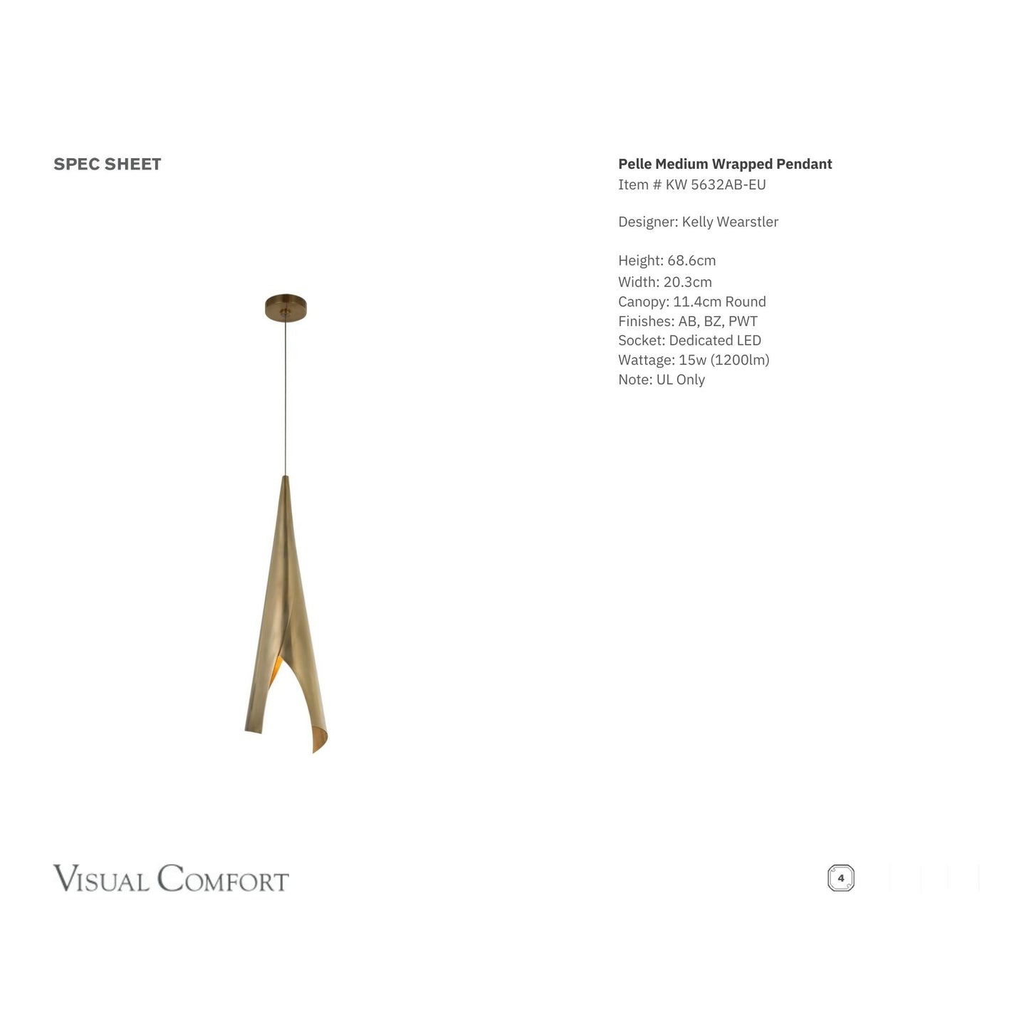 Kelly Wearstler Piel Wrapped Pendant Light - Brass Pendant Light Bloomingdales Lighting