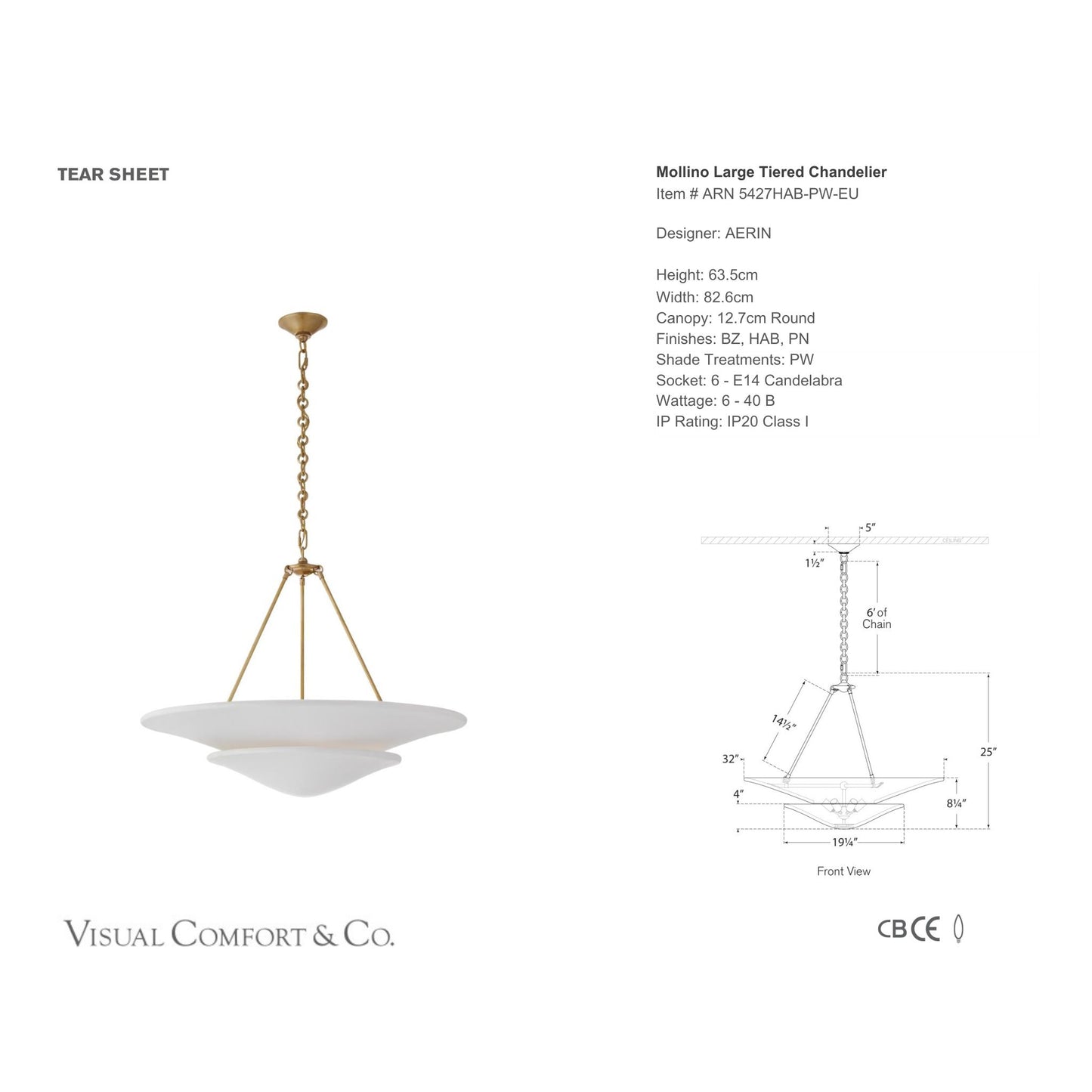 AERIN Mollino Plaster White Large Tiered Chandelier Pendant Light Bloomingdales Lighting