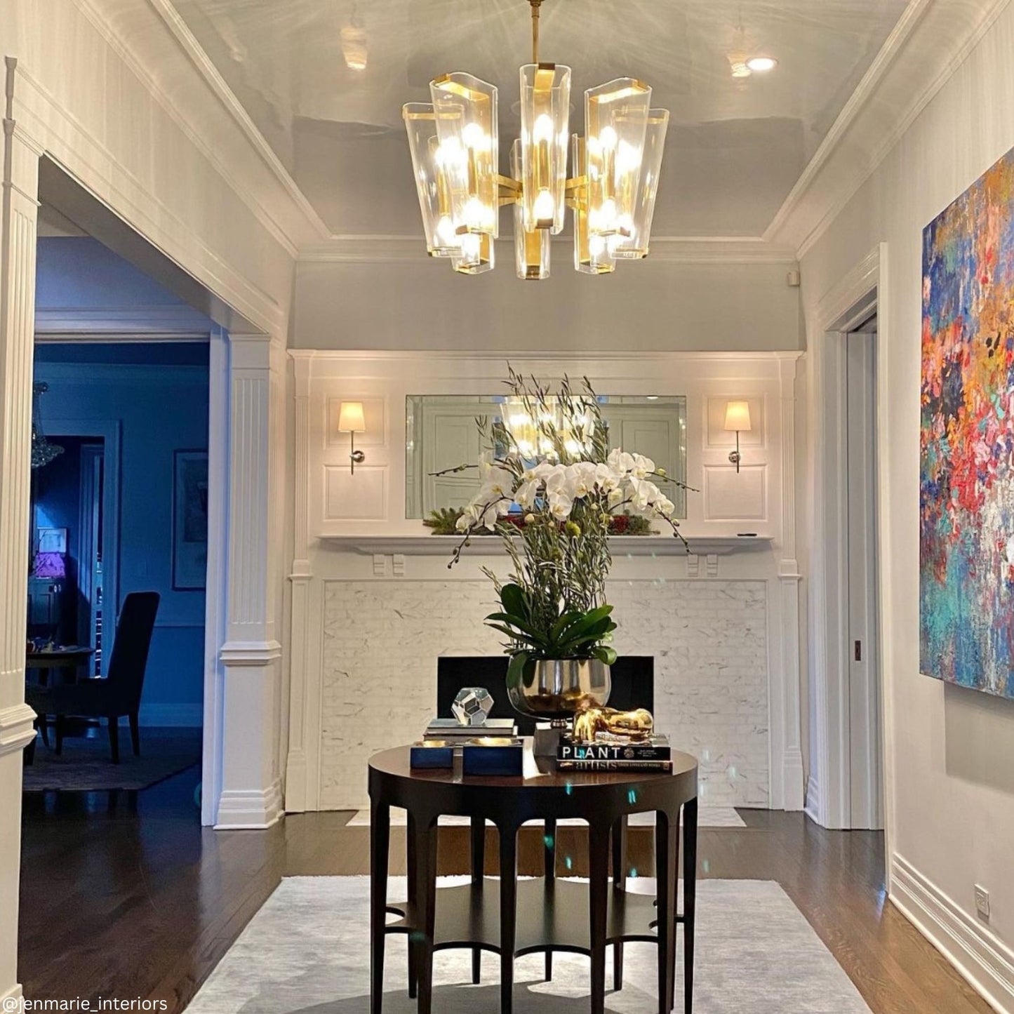 AERIN Alpine Medium Polished Nickel and Glass Chandelier Pendant Light Bloomingdales Lighting
