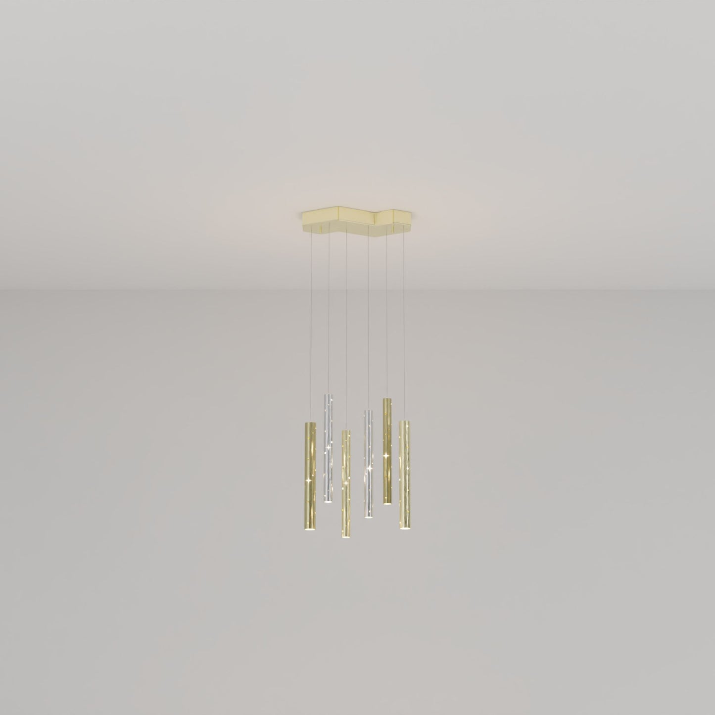 Rain Multi Drop Pendant Light Pendant Light ILANEL Brushed Silver Six Drop