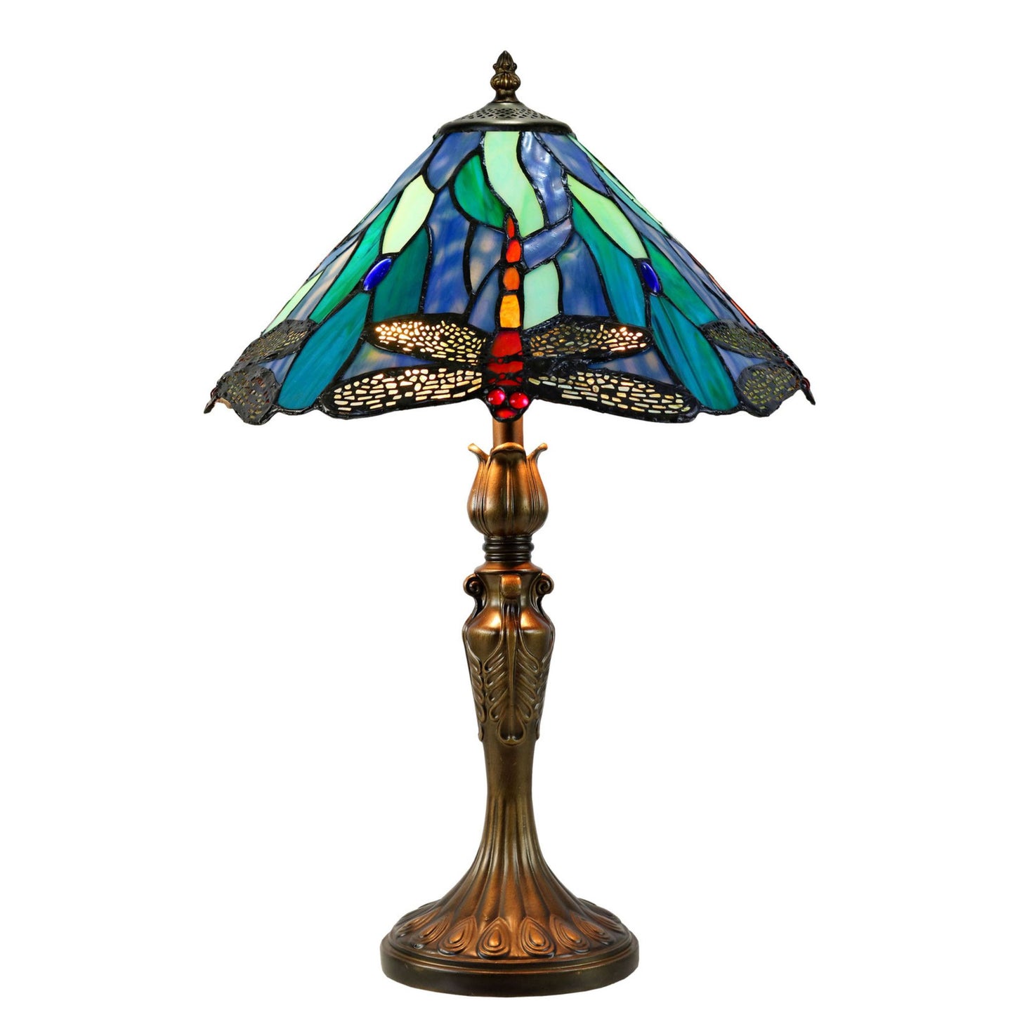 Annika Blue Dragonfly Stained Glass Table Lamp Table Lamp G&G Bros