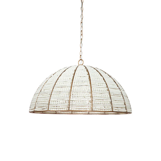 Sierra White & Gold Beaded Dome Pendant Light Pendant Light Cafe Lighting Single Light