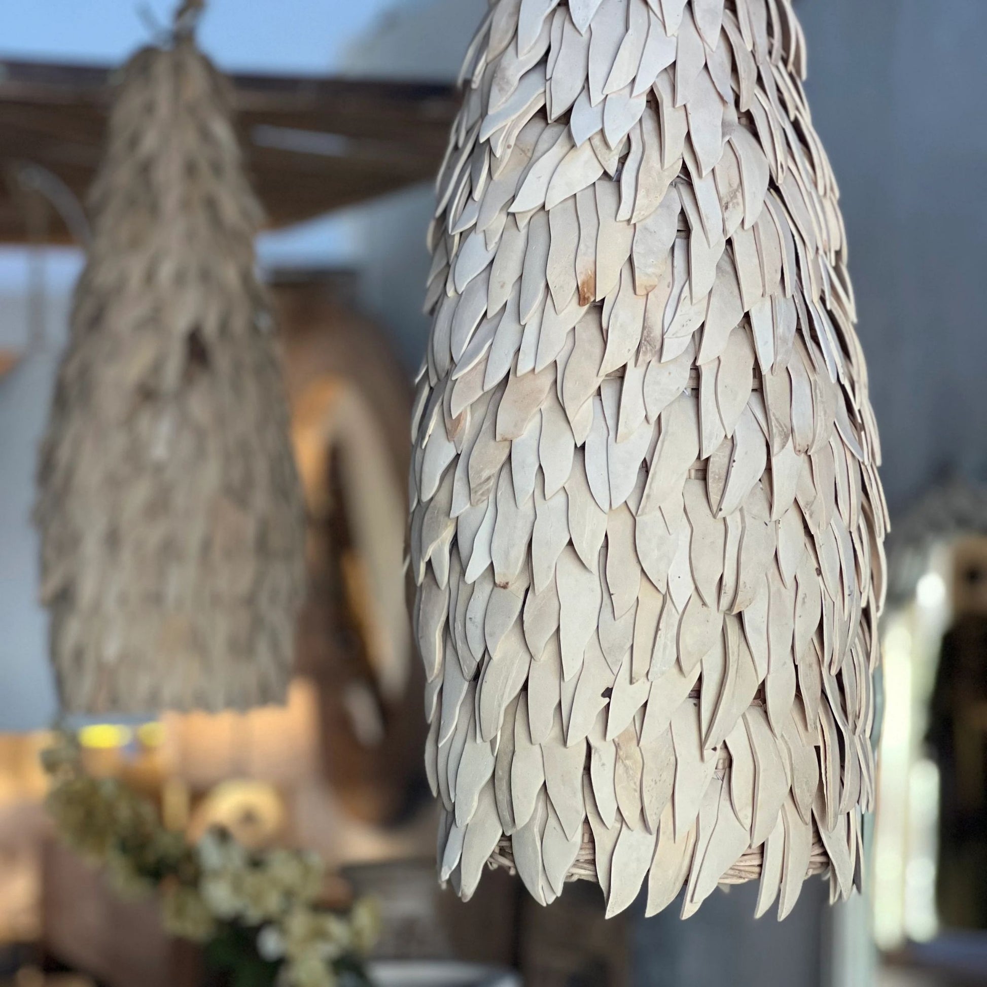 Zola Tall Coconut Pendant Light Pendant Light Bisque Interiors