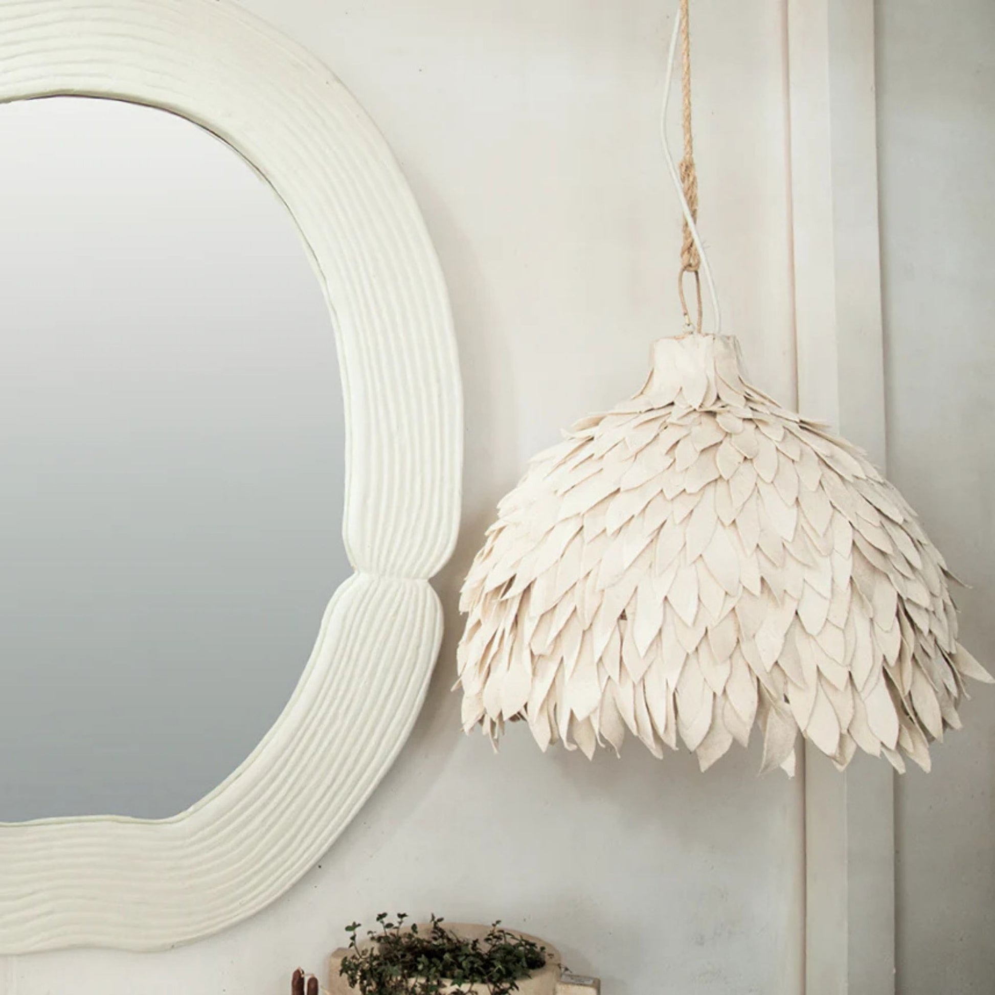 Adjua Cotton Leaf Pendant Light Pendant Light Bisque Interiors
