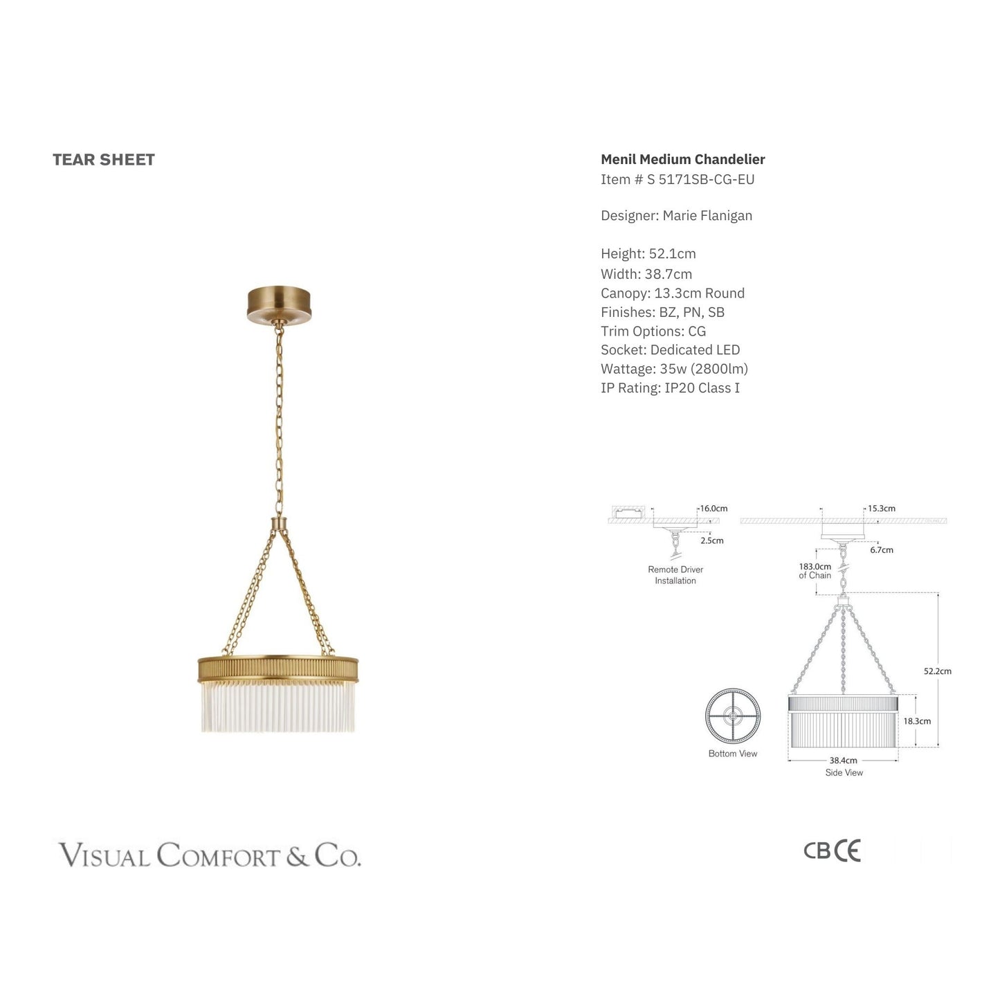 Marie Flanigan Menil Medium Chandelier - Soft Brass Pendant Light Bloomingdales Lighting