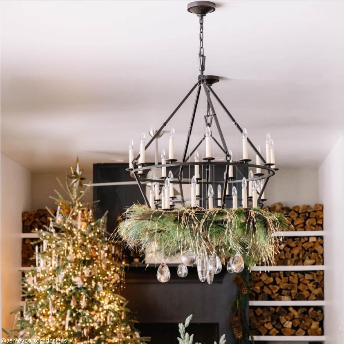 Chapman & Myers Darlana Medium Aged Iron Two-Tier Chandelier Pendant Light Bloomingdales Lighting