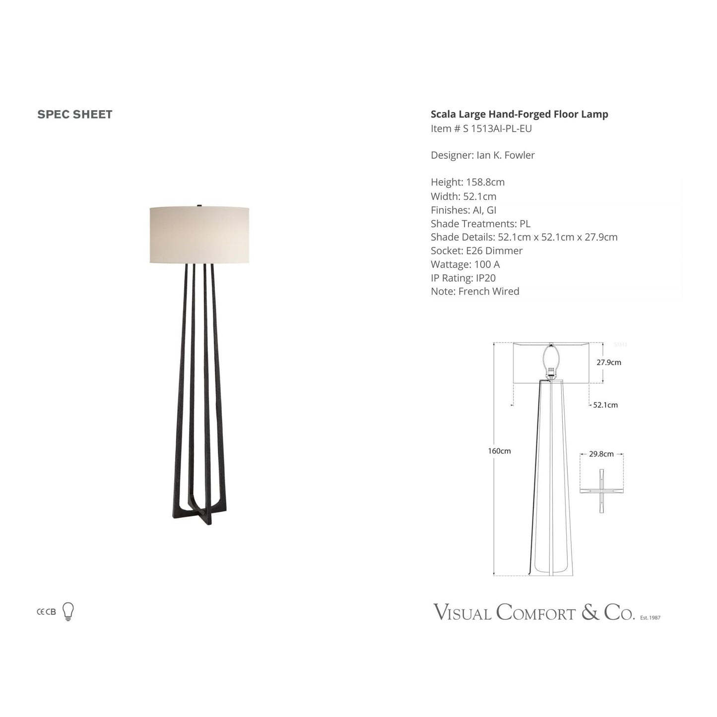 Ian K. Fowler Scala Floor Lamp - Aged Iron Floor Lamp Bloomingdales Lighting